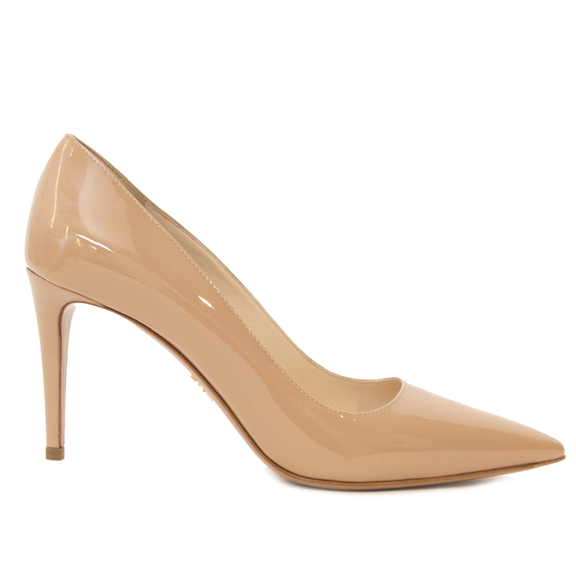 Prada Nude Puntige Stiletto Pump van Lakleer - Maat 38,5