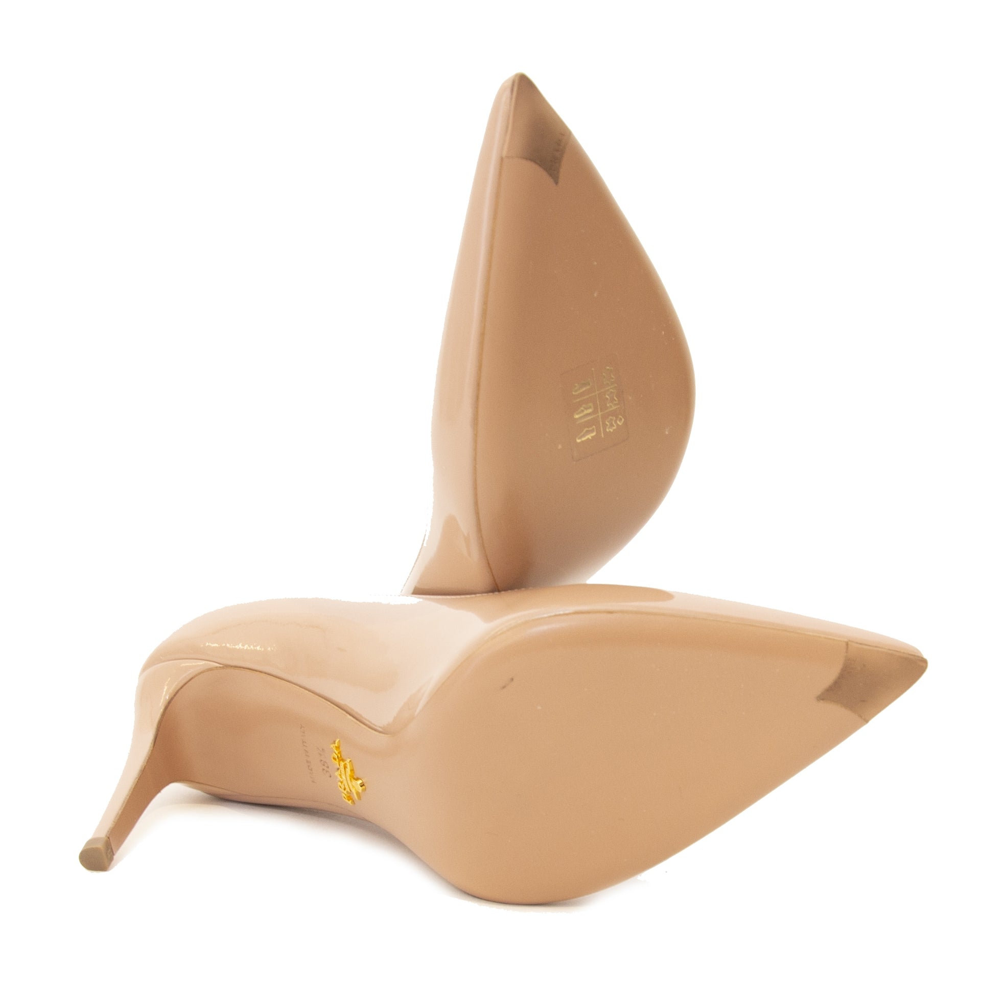 Prada Nude Puntige Stiletto Pump van Lakleer - Maat 38,5