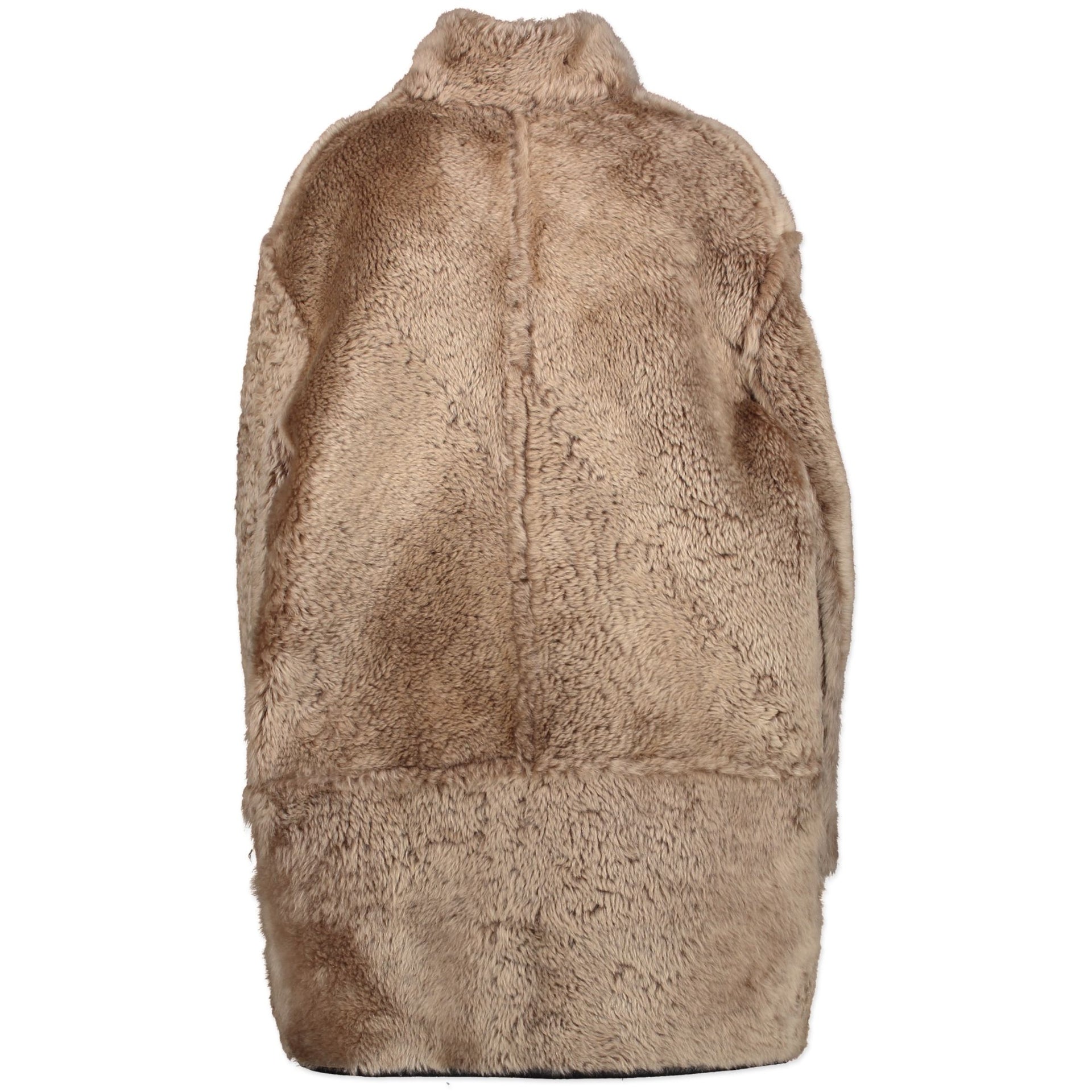 Marni Black Lamb Leather Reversible Shearling Coat - size FR40