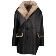 Marni Black Lamb Leather Reversible Shearling Coat - size FR40
