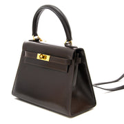 shop safe online secondhand desginer luxury Very Rare Hermès Kelly Mini 20cm Dark Brown Boxcalf