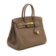 shop safe online worldwideshipping 100% authentic New Hermes Birkin 35 Taurillon Etoupe GHW