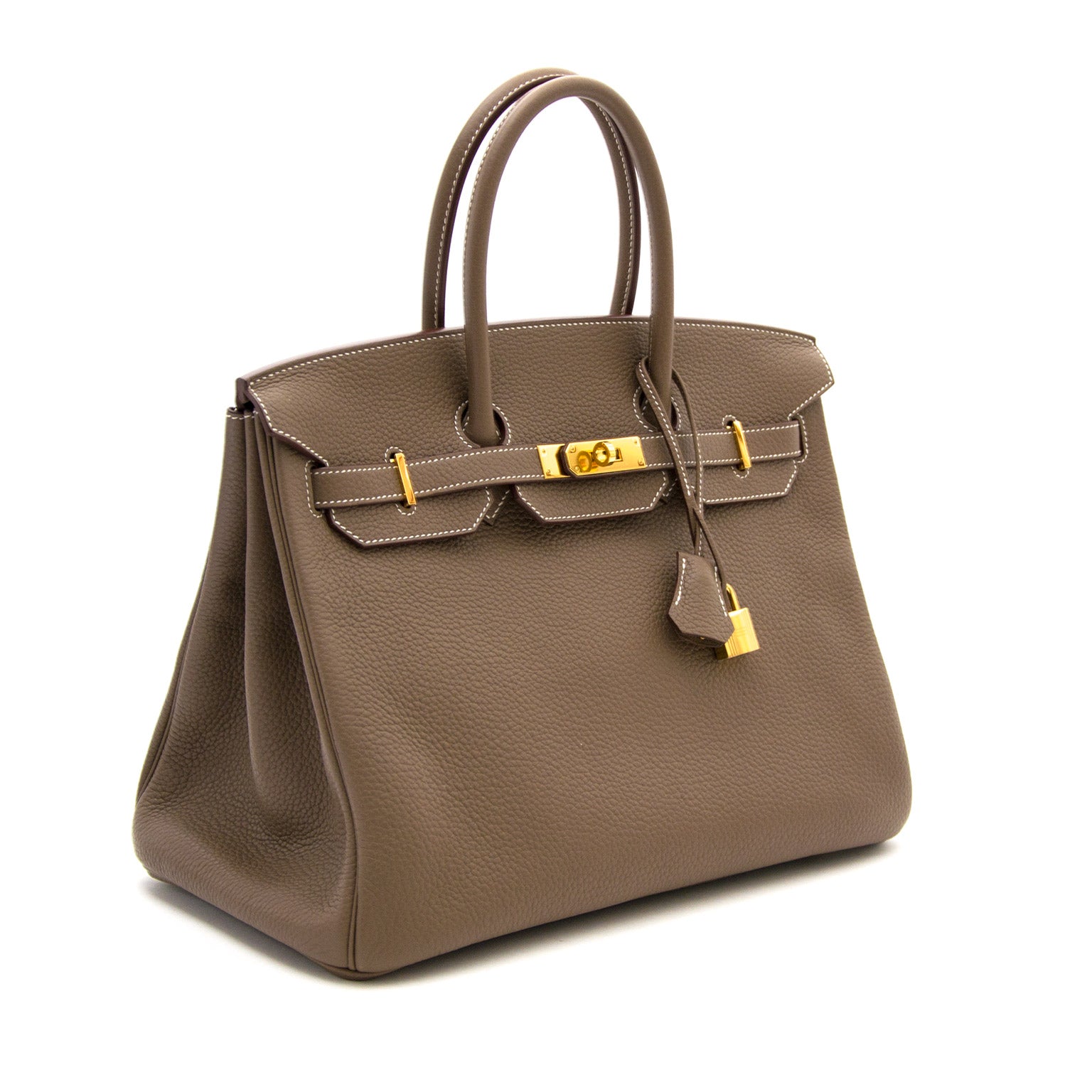 shop safe online worldwideshipping 100% authentic New Hermes Birkin 35 Taurillon Etoupe GHW