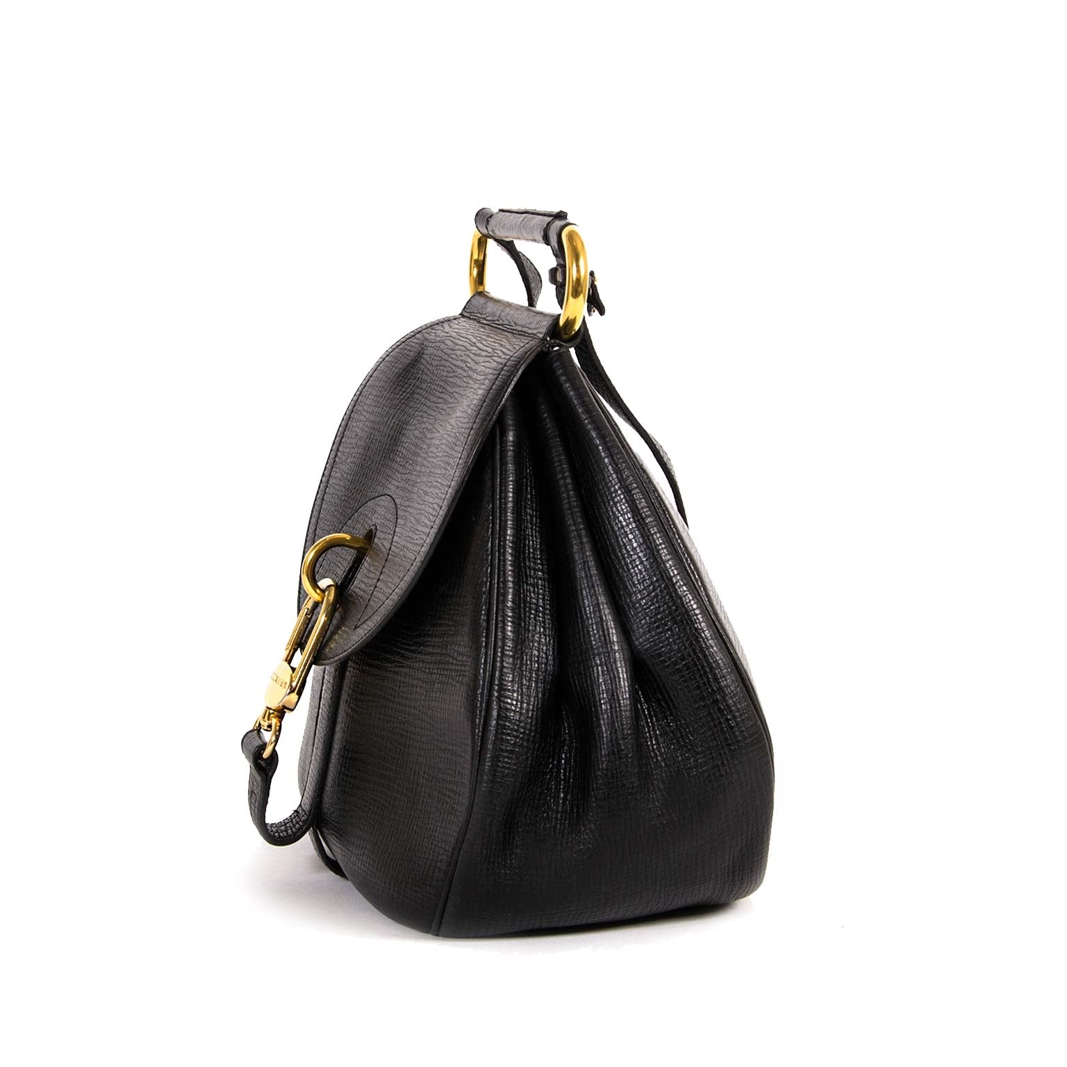 Sac à dos / à bandoulière Delvaux Cerceau en cuir noir