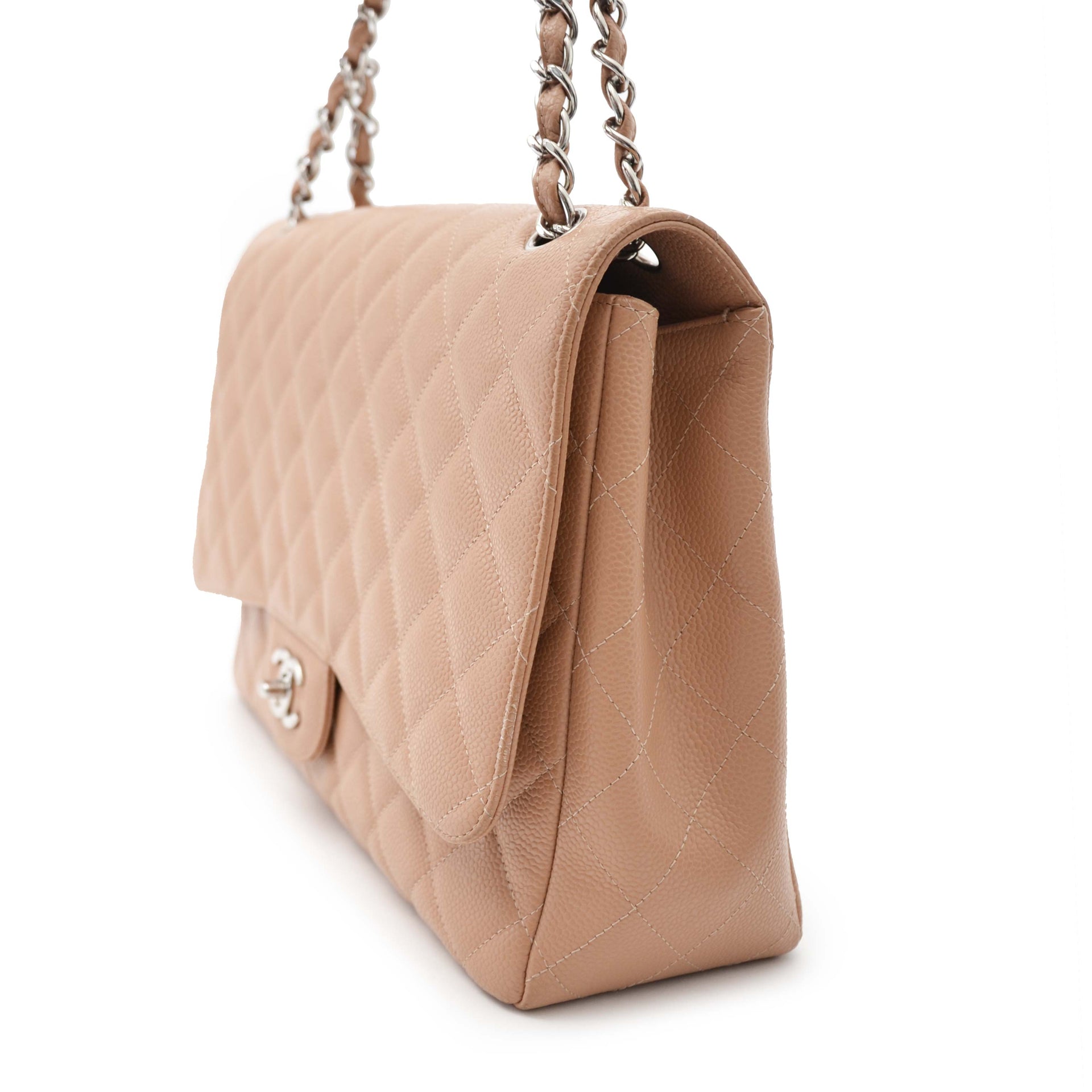 Chanel Beige Caviar Maxi Classic Single Flapbag pour le meilleur prix