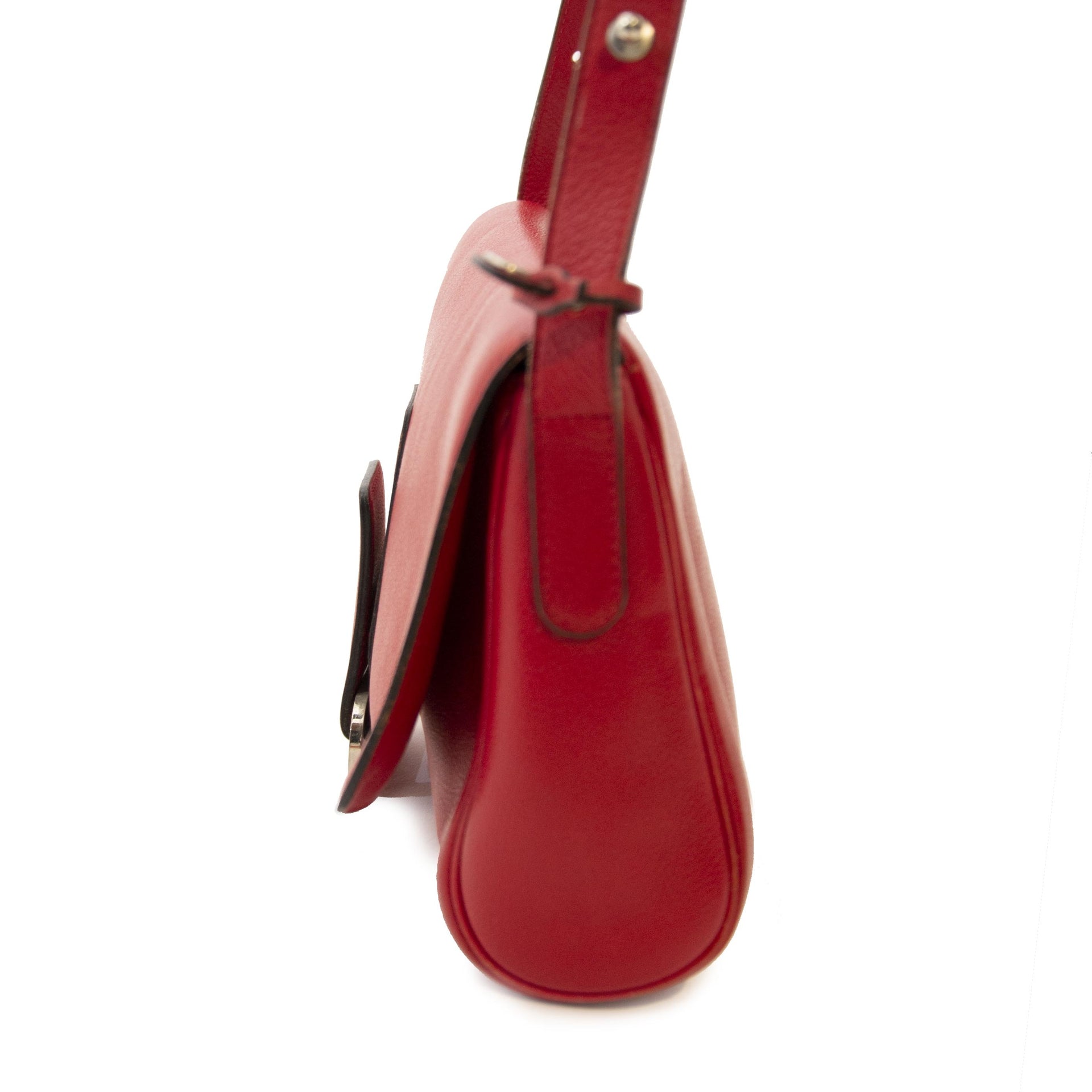 Authentique seconde main vintage Delvaux Passerelle Trotteur Red Crossbody Bag achète en ligne webshop LabelLOV