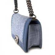 very rare hard to find Chanel Medium Denim Chevron Boy Bag