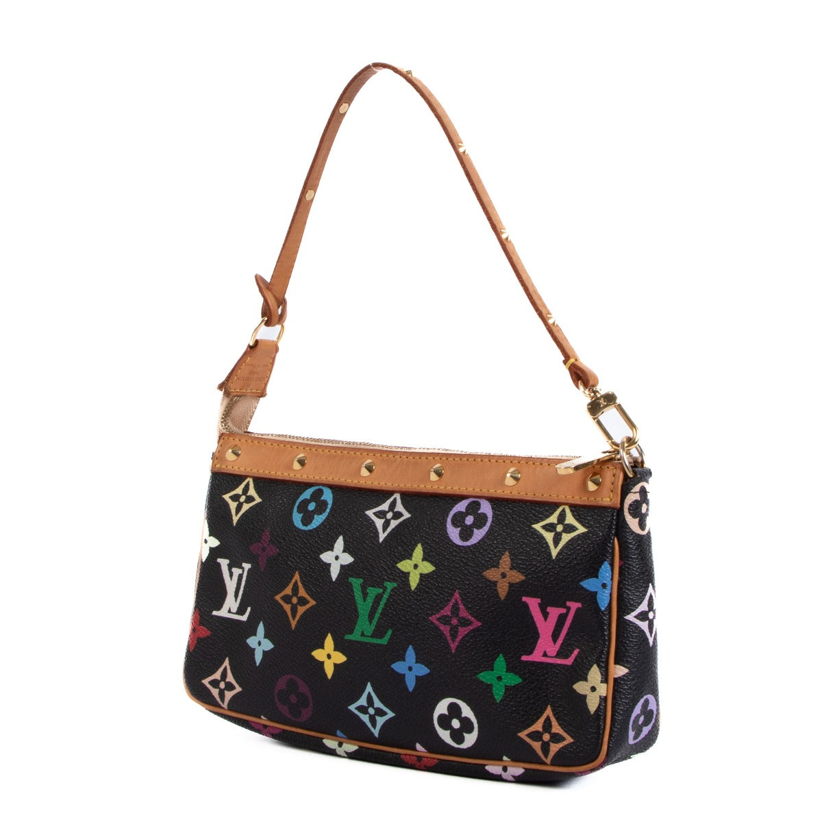 authentic second hand Louis Vuitton x Takashi Murakami Pochette Black Monogram Multicolor on Labellov.com