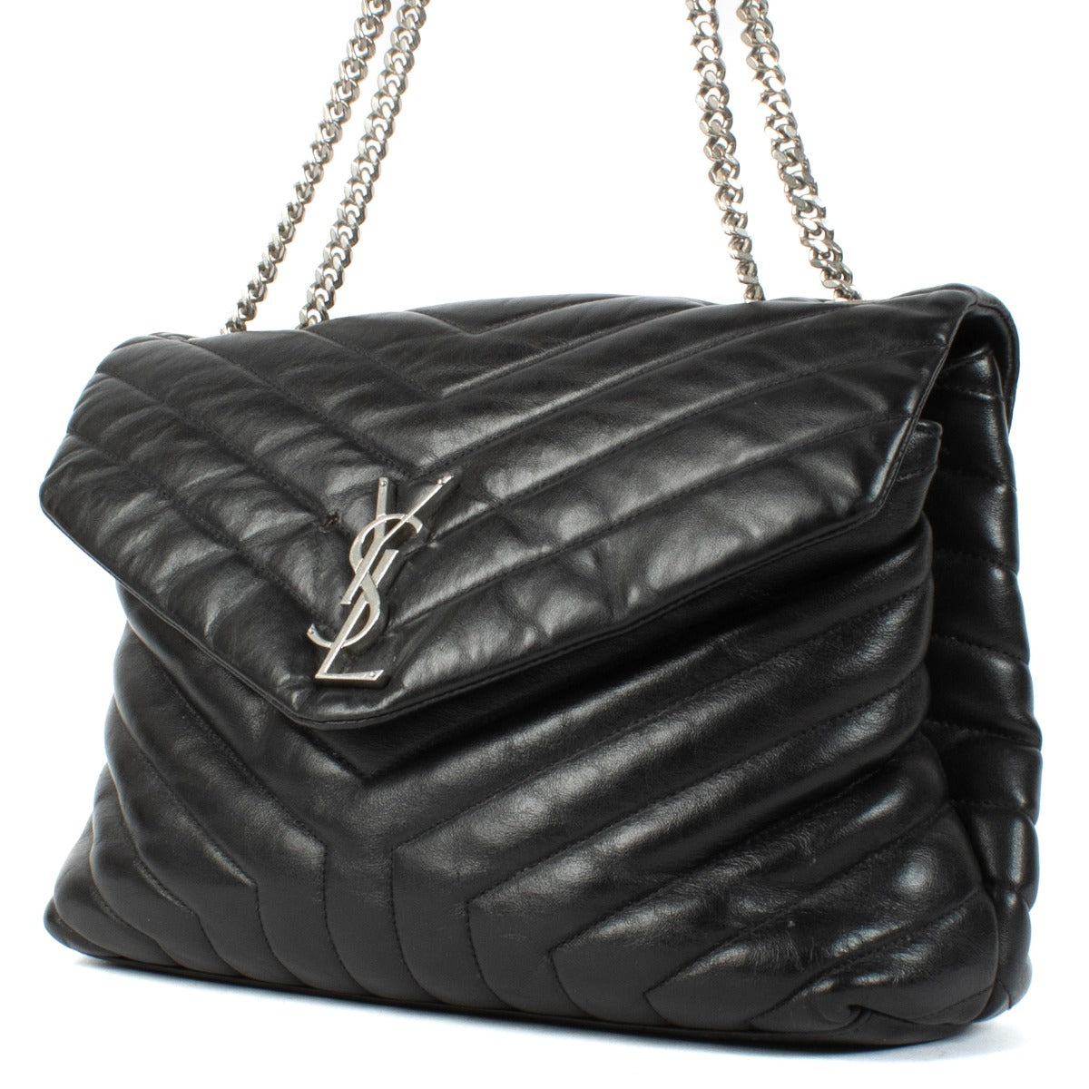 Saint Laurent Black Quilted Leather Medium Loulou Bag