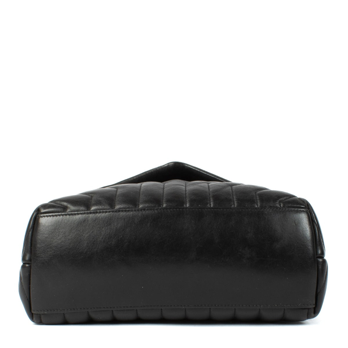Sac Loulou Saint Laurent matelassé en cuir noir, taille moyenne