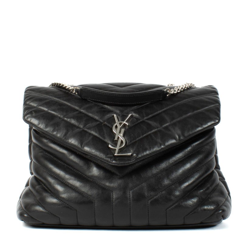 Saint Laurent Black Quilted Leather Medium Loulou Bag