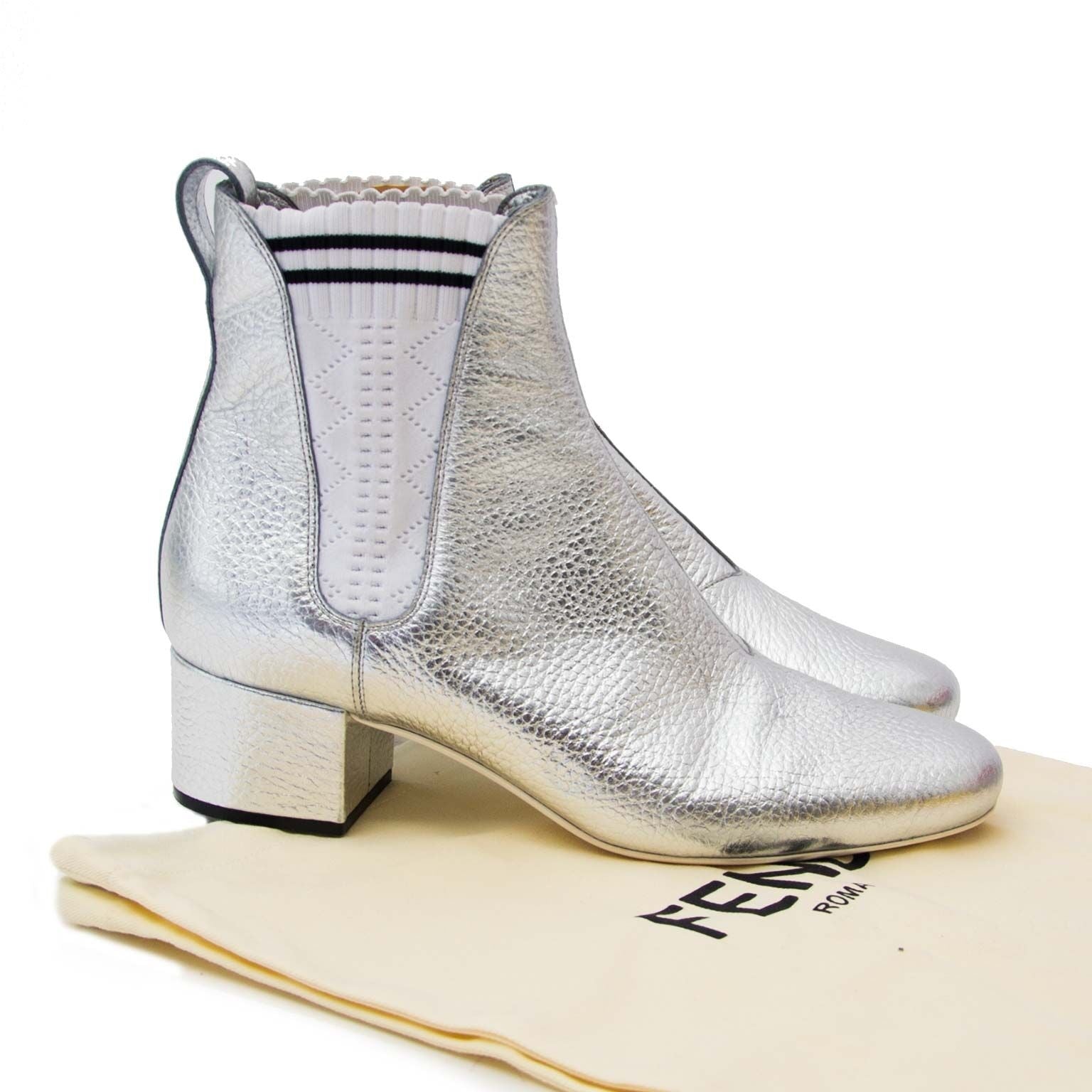 authentic secondhand silver fendi boots