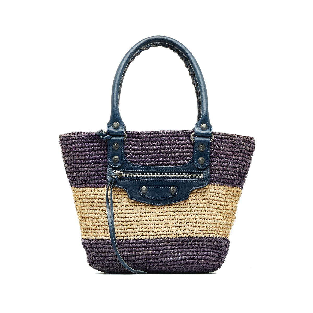 Shop 100% authentic secondhand Balenciaga Purple Striped Raffia Panier Top Handle Bag on Labellov.com