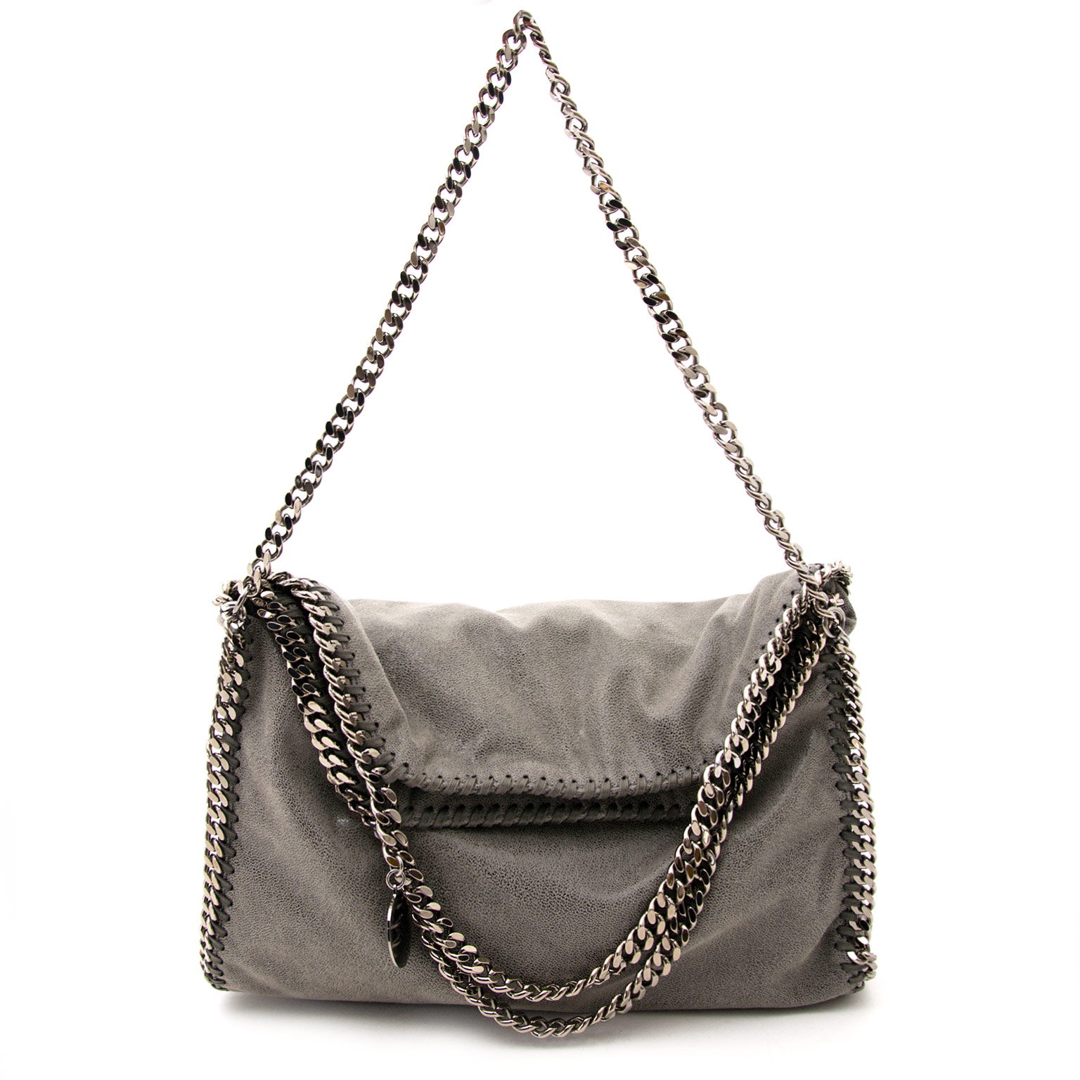 2dehands 100% authenetieke merk handtassen Stella McCartney Grey Falabella Shaggy Deer Fold Over Tote