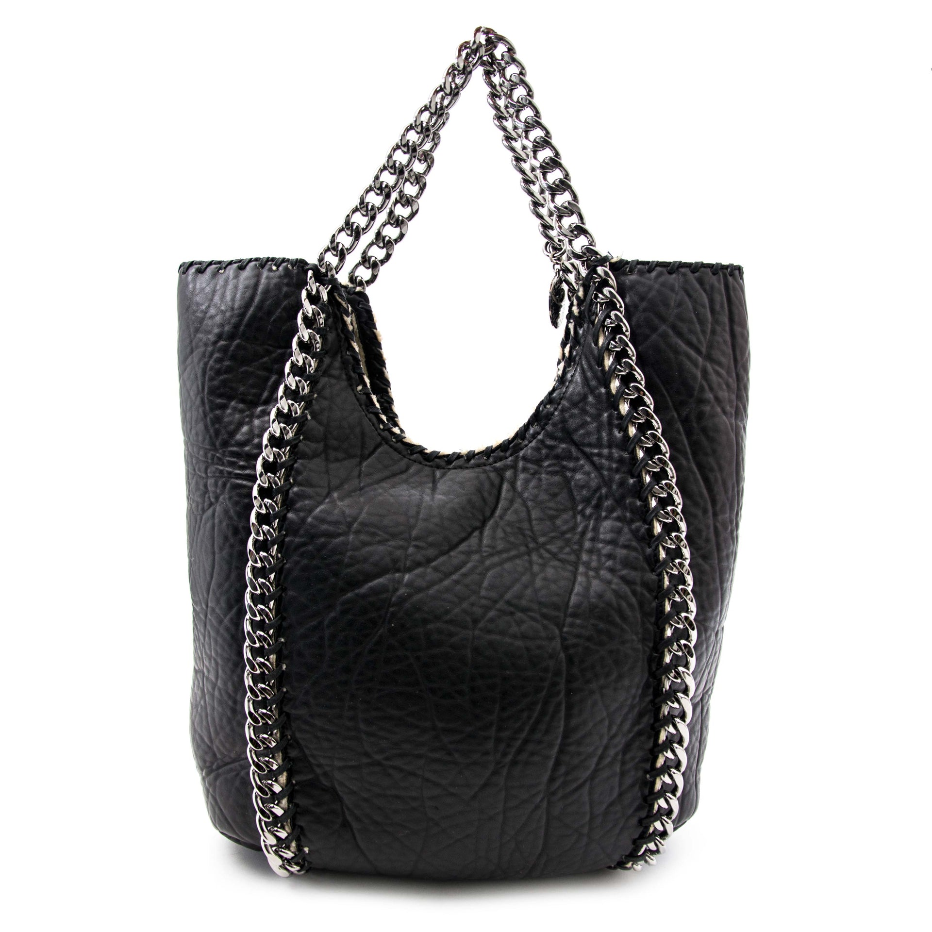Stella McCartney Shearling Falabella Black for sale online at Labellov