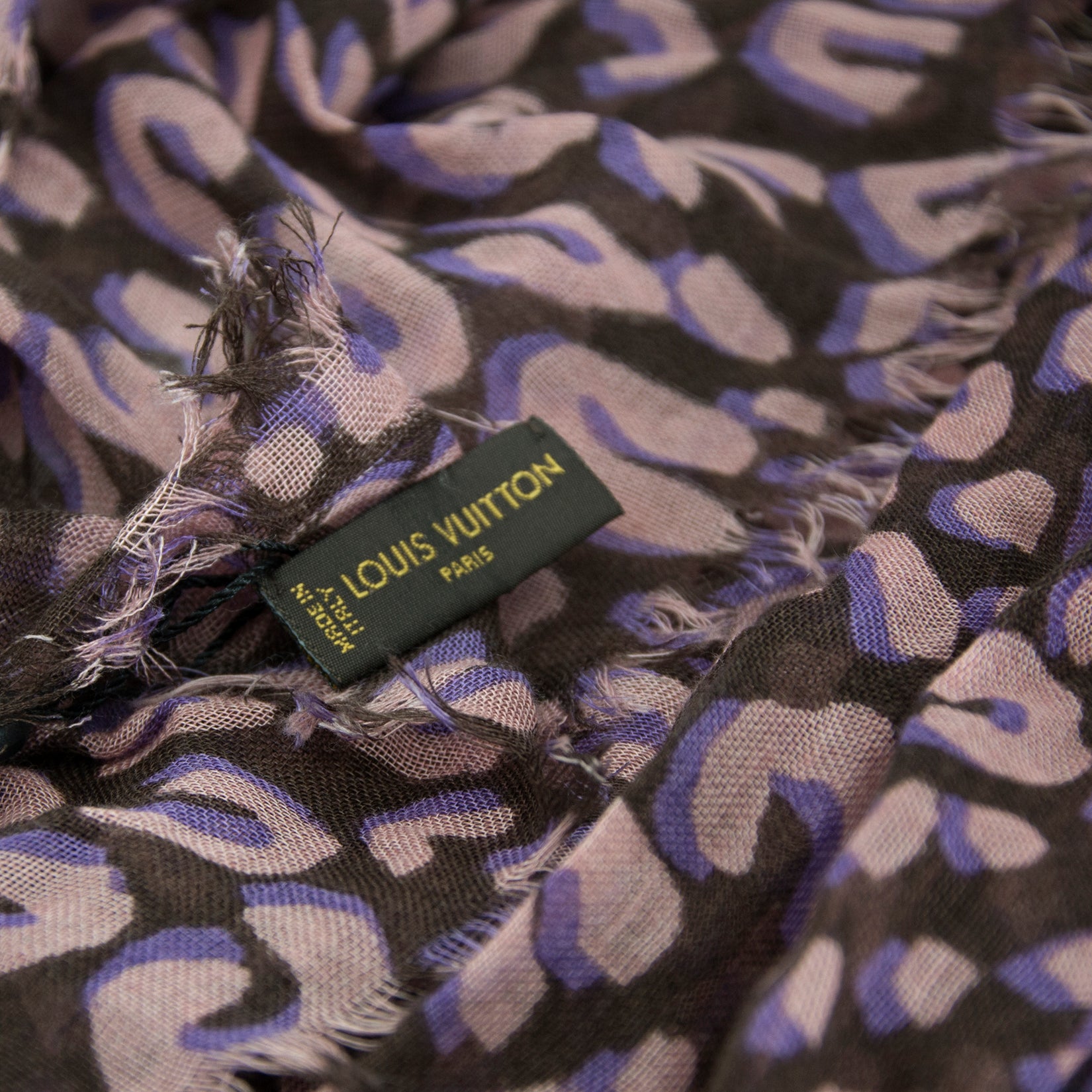 Écharpe Louis Vuitton léopard Stephen Sprouse en cachemire et soie violet et marron