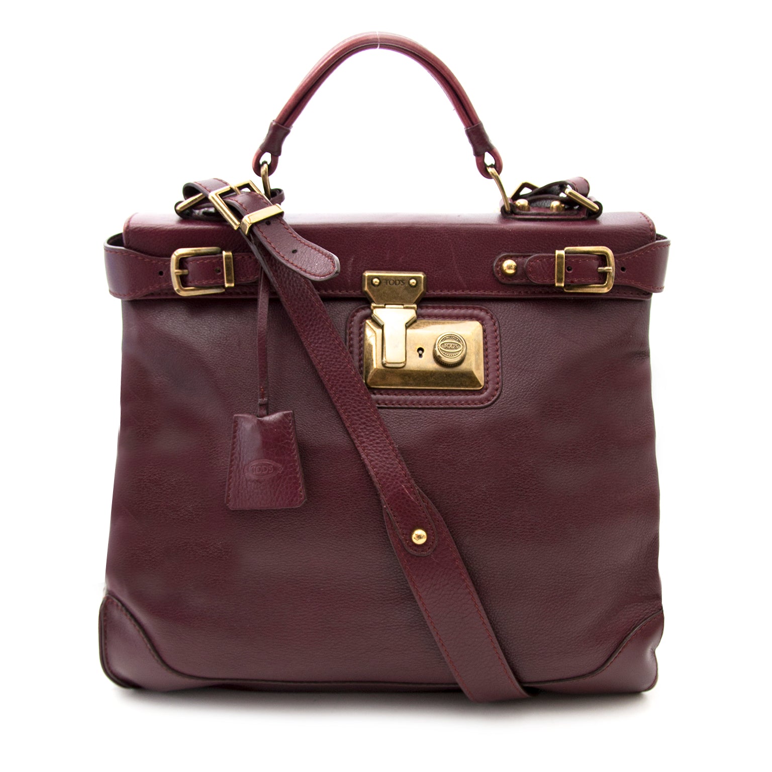 Authentic Tod's Bordeaux Leather Satchel Bag at the best price 2017