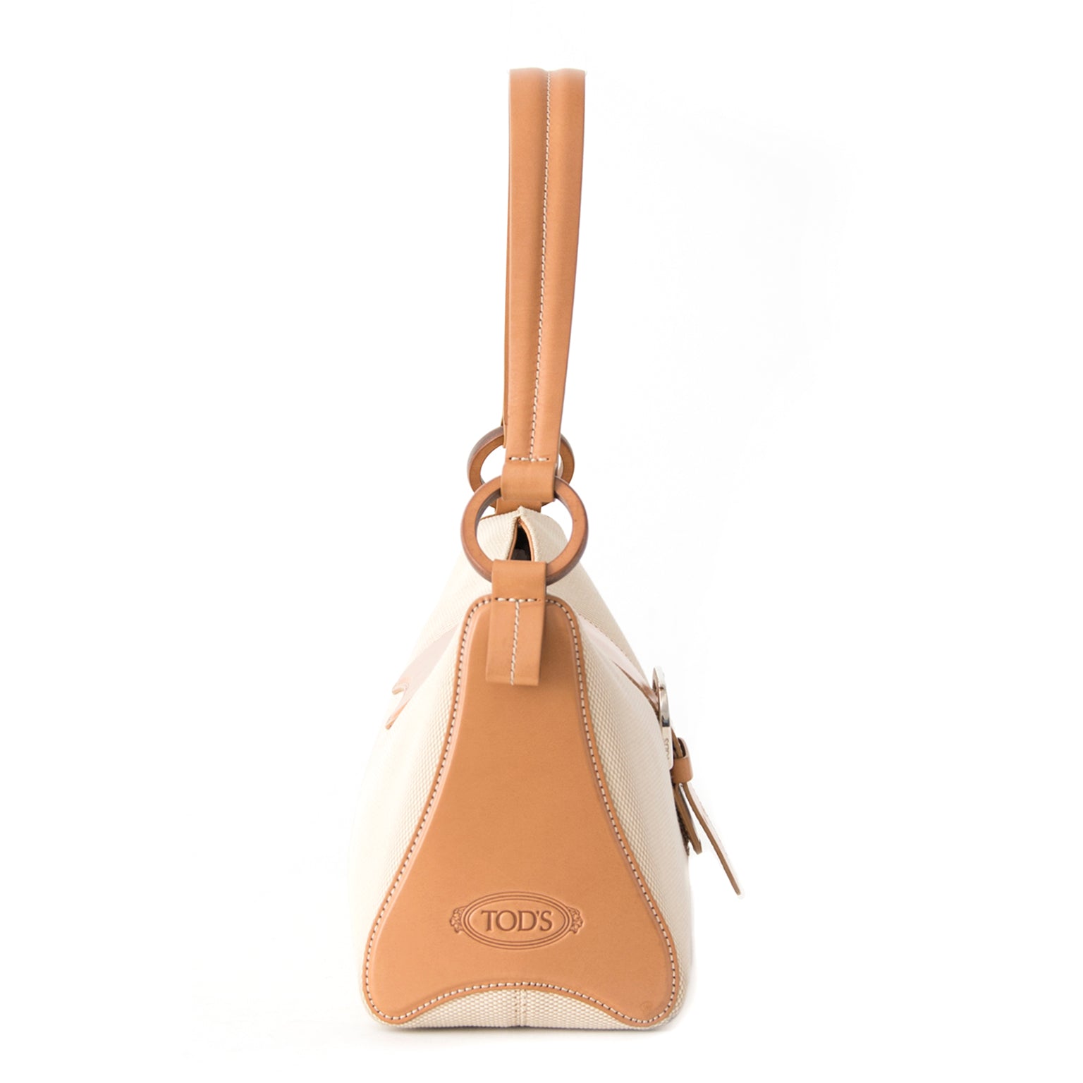buy safe online at the best price secondhand designer Tod's Beige Canvas Shoulder Bag