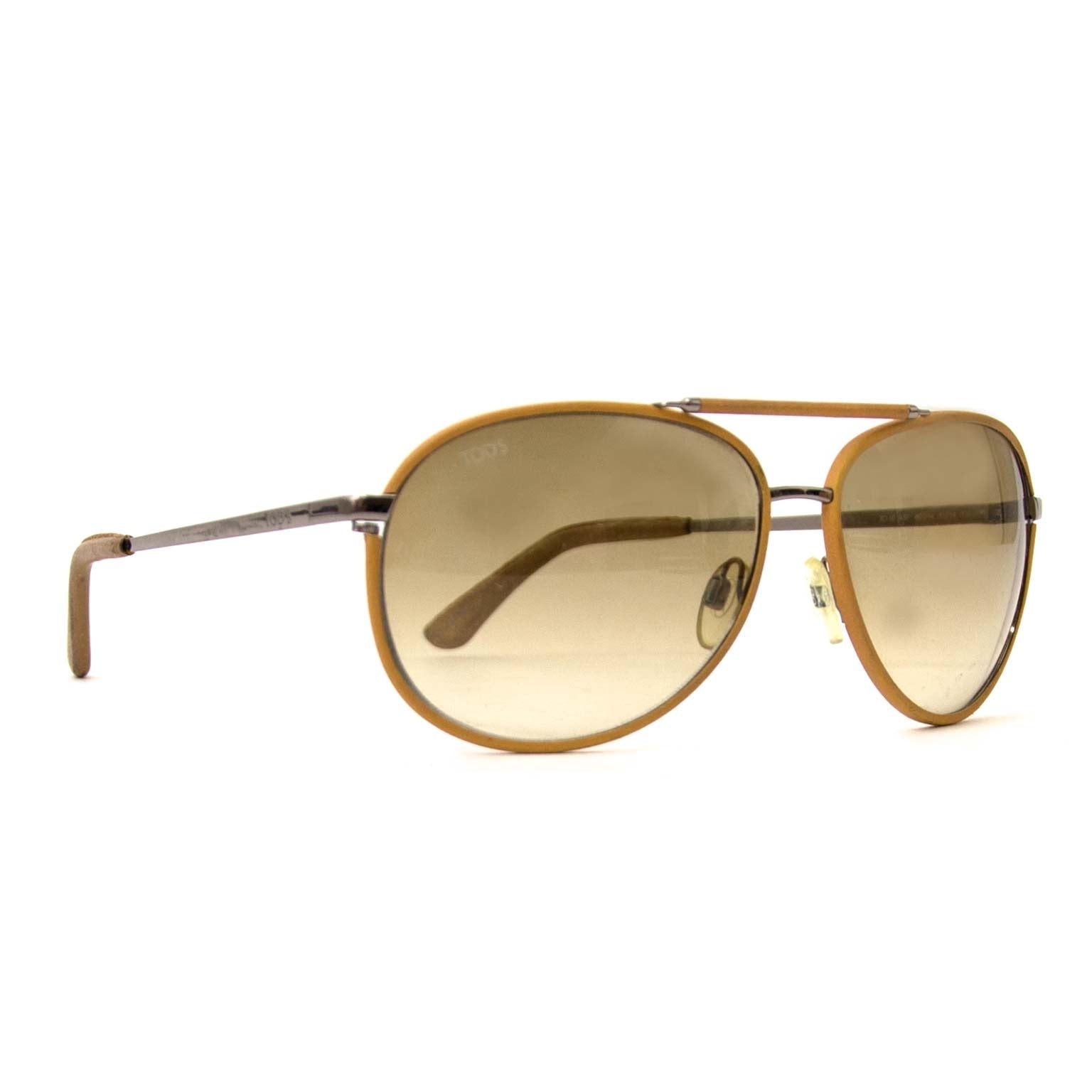 acheter en ligne seconde main Tod's Camel Aviator Sunglasses