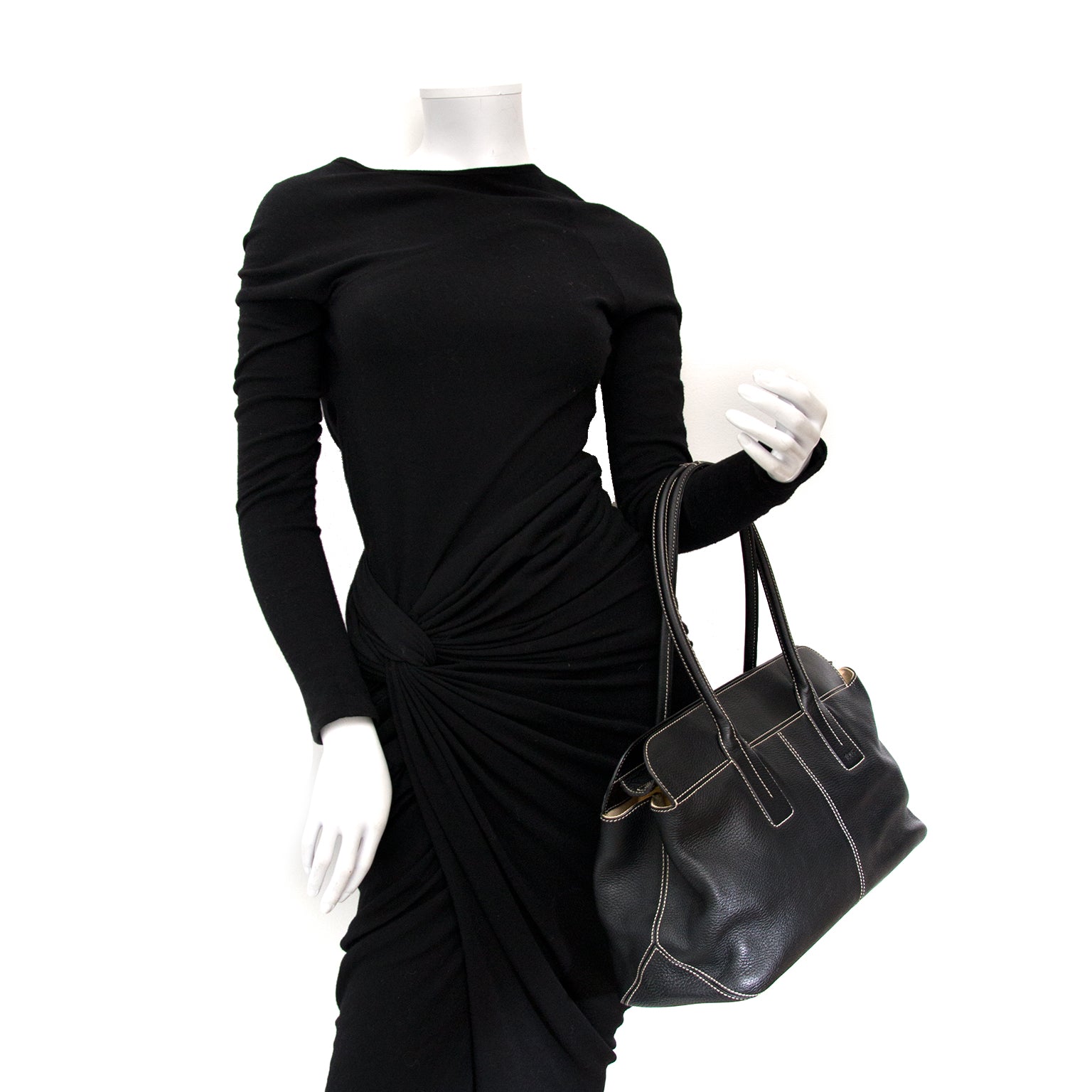 Tod's Black Pebbled Leather Shoulder Bag