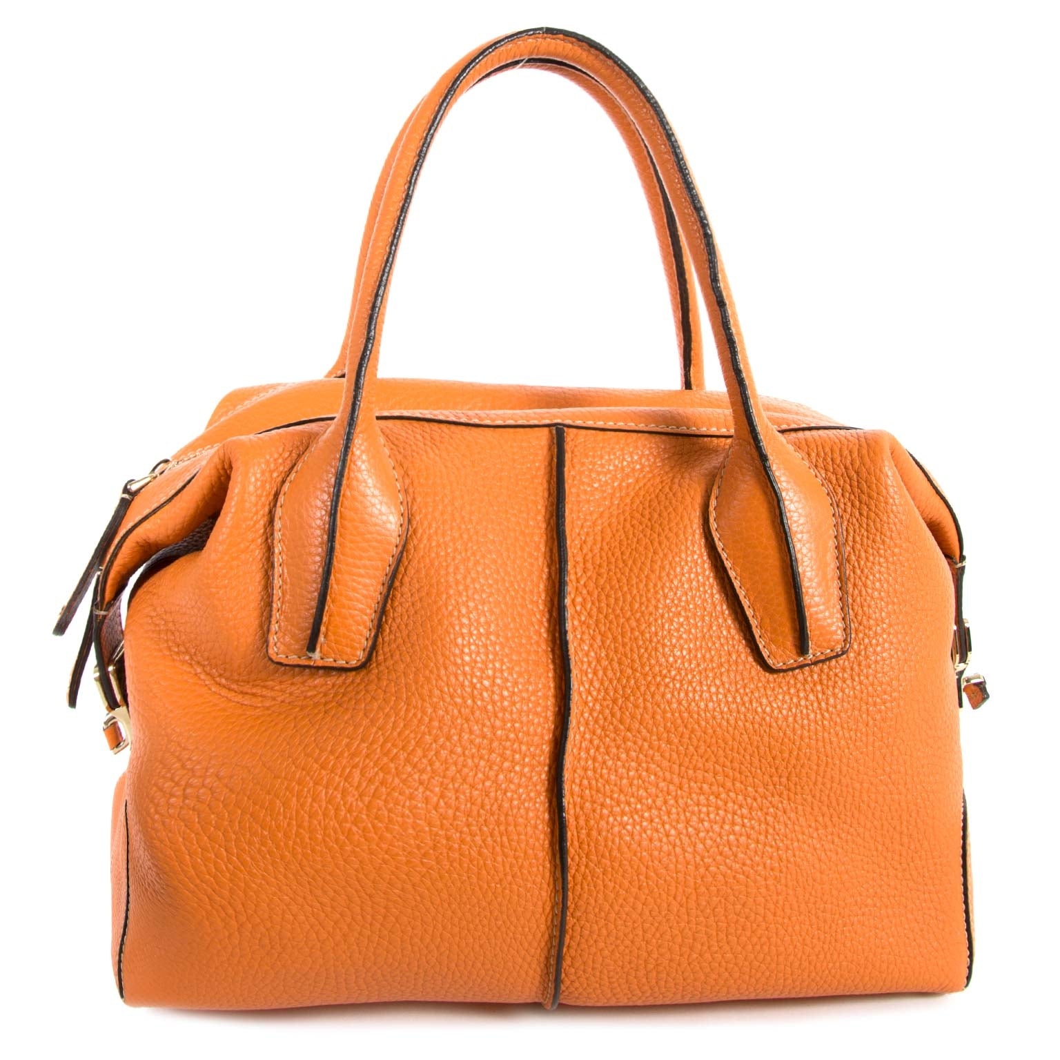 Tod's D-Styling Convertible Bauletto Orange Leather Bag now for sale at labellov vintage fashion webshop belgium