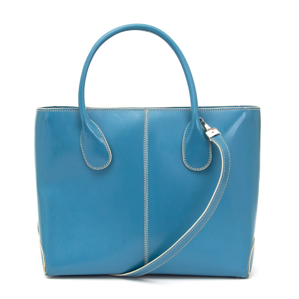 koop aan de beste prijs jou designer Tod’s Sky blue Top handle bag with Painted Fish detail