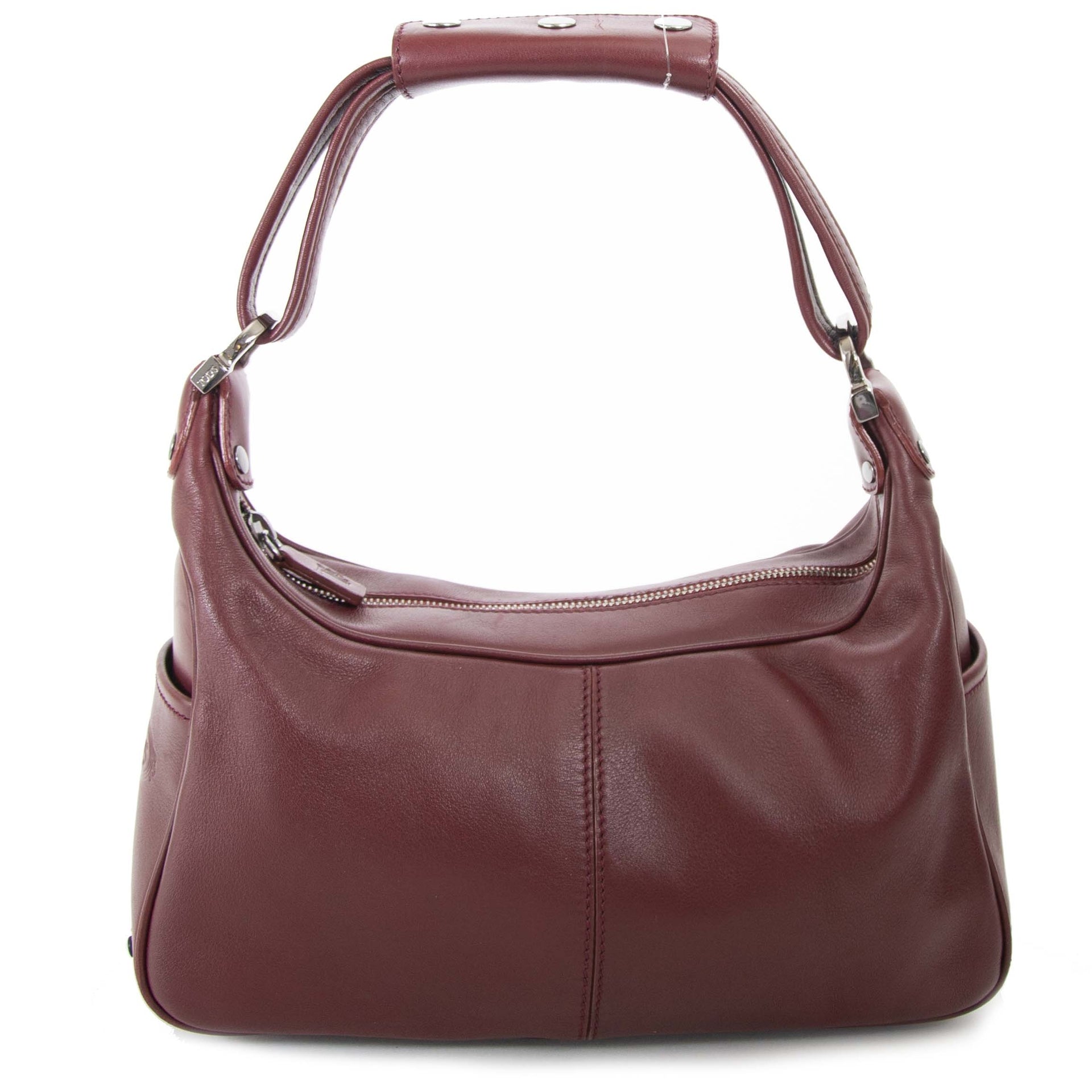 Tod's Dark Red Shoulder Bag for sale at Labellov secondhand luxury in Antwerp