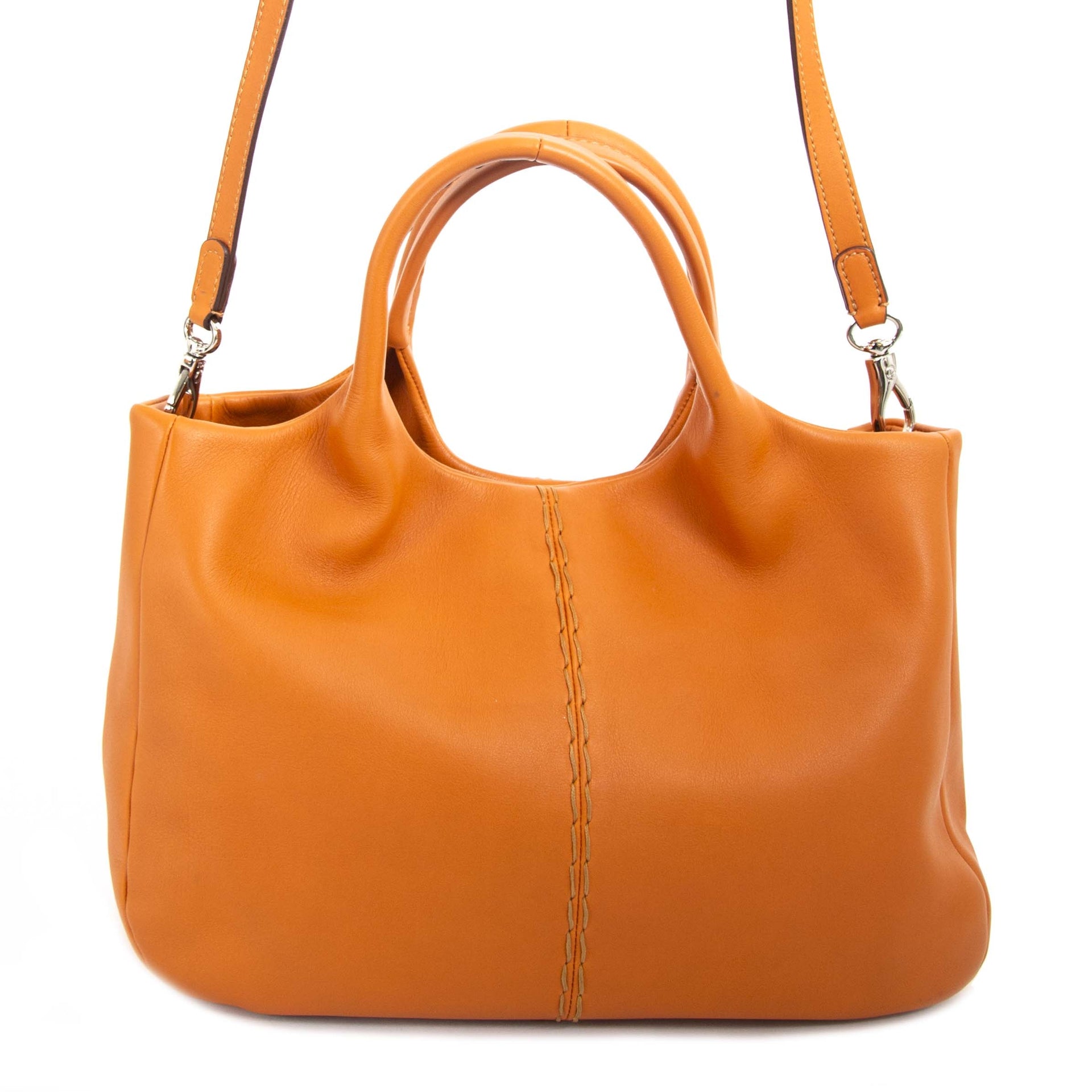 tod's oranje schouder tas nu te koop bij labellov vintage mode webshop aan de laagste prijs