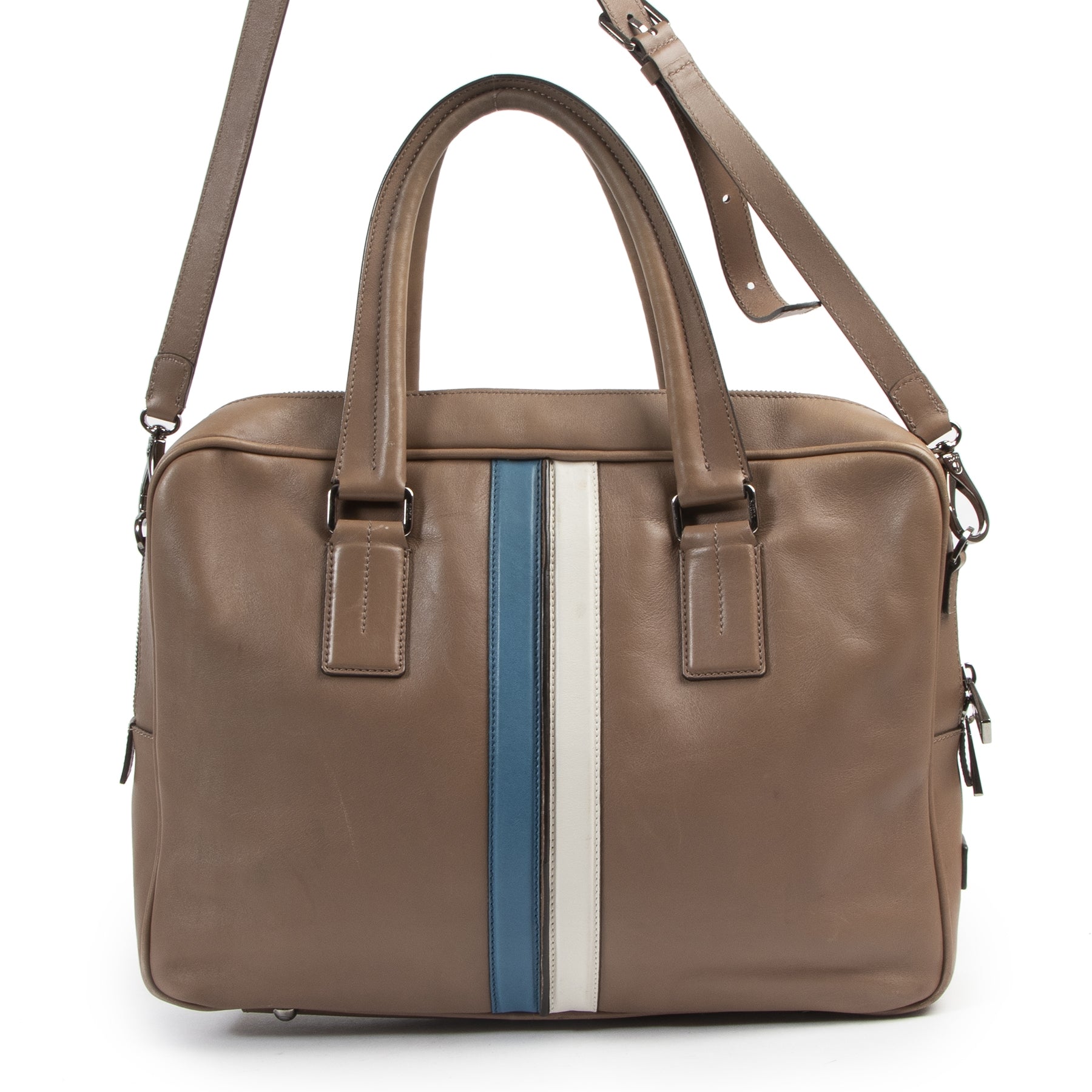 Are you looking for an authentic Tod's Taupe Stripe Briefcase ?