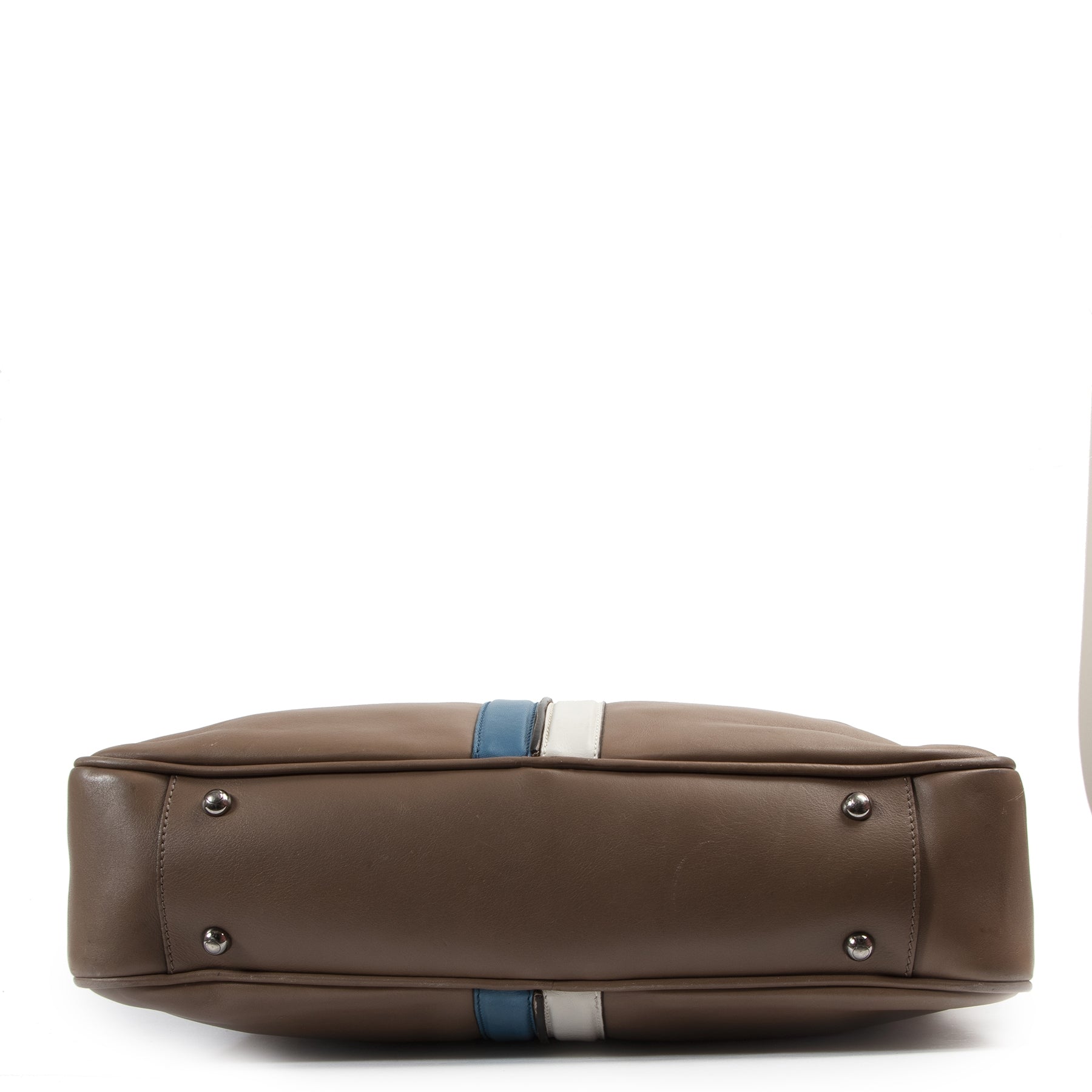 Tod's Taupe Stripe Briefcase