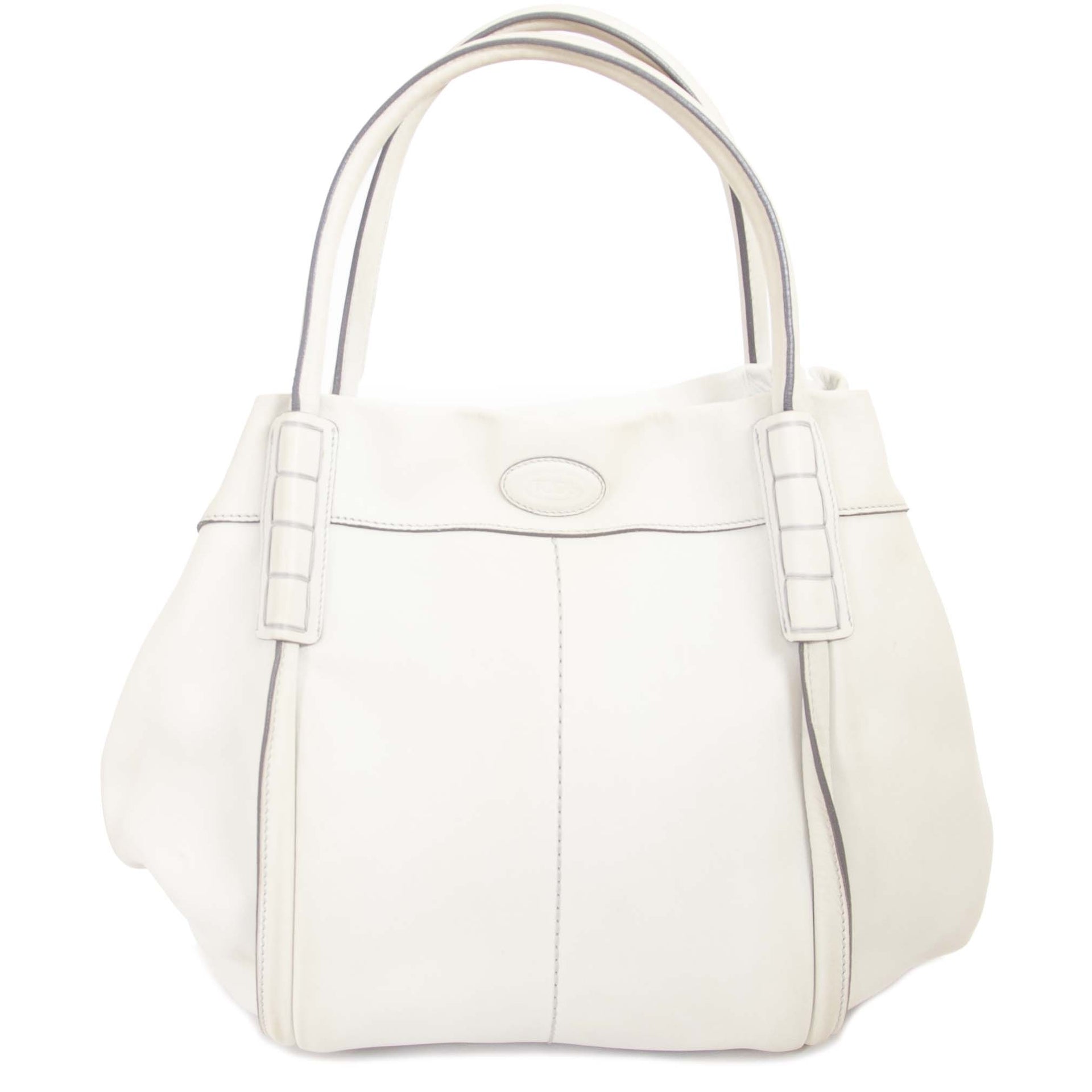 Tod's White Leather Tote Bag now for sale at labellov vintage fashion webshop belgium