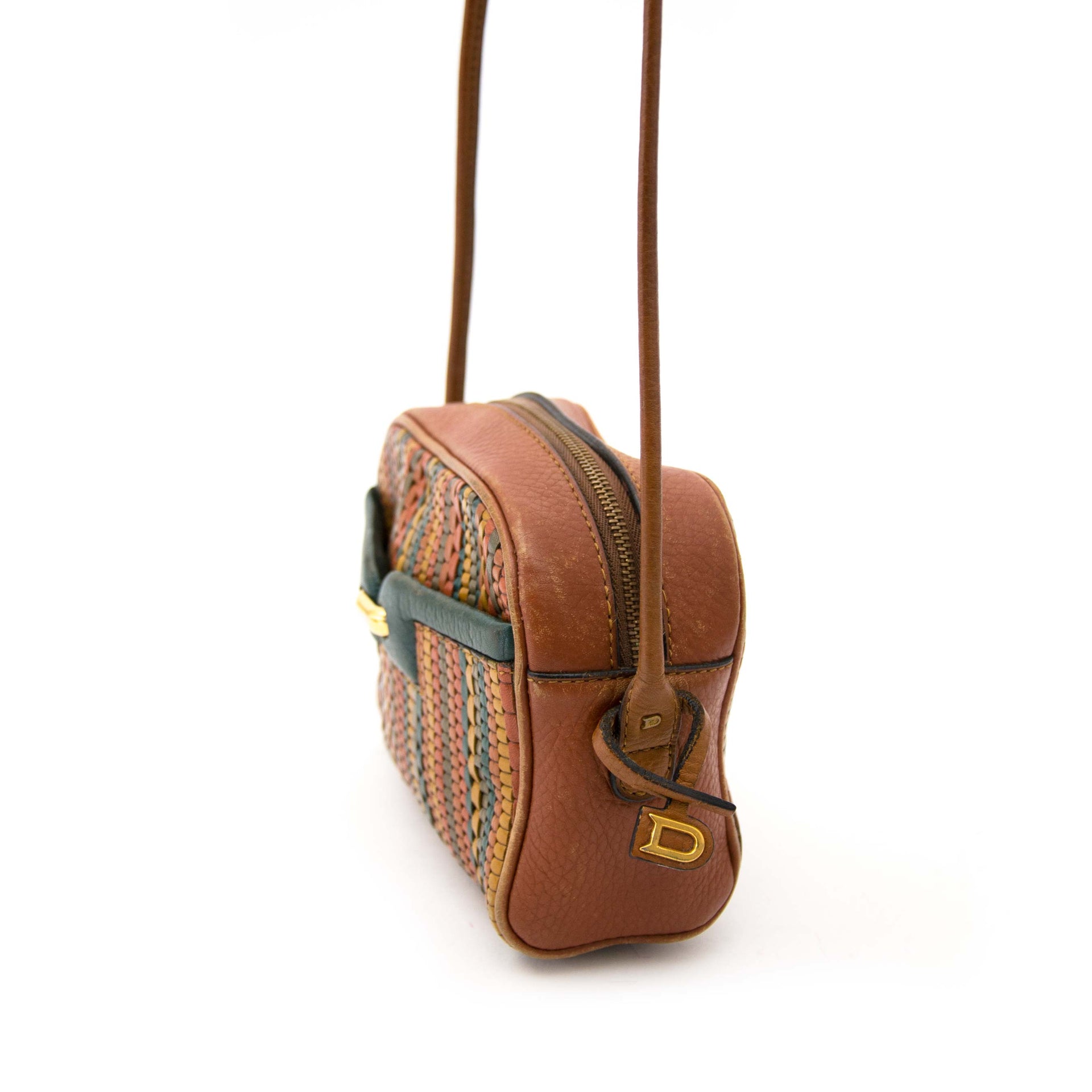 Delvaux Small Toile de Cuir Orange Green Cross Body Bag acheter secur en ligne votre sac a mains pour le meilleur prix