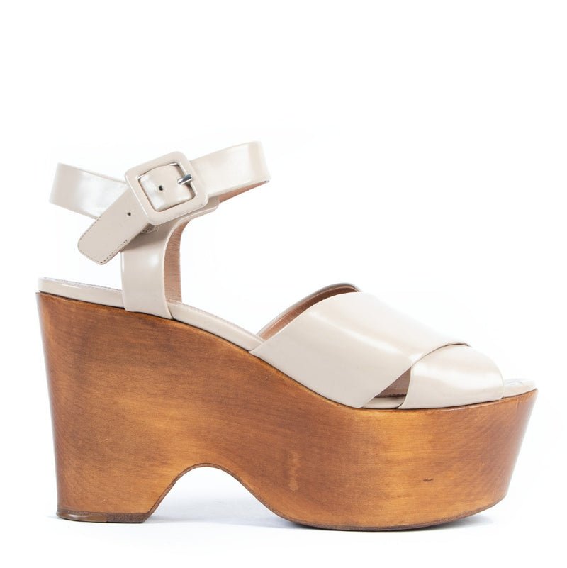 Celine Beige Wedge Sandals