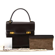 authentieke Delvaux Brown Boxcalf Leather Tempete PM tas aan een goede prijs bij labellov