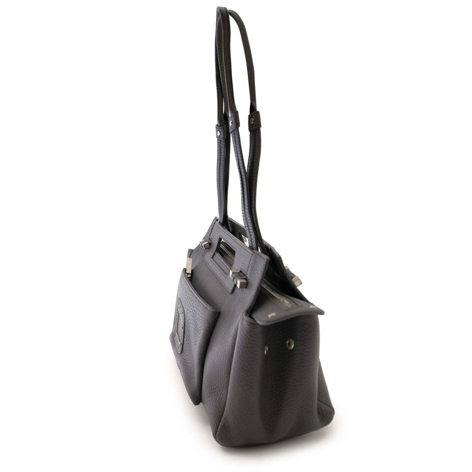 secondmain Delvaux Louise Grey Leather Handbag en vendre sur labellov