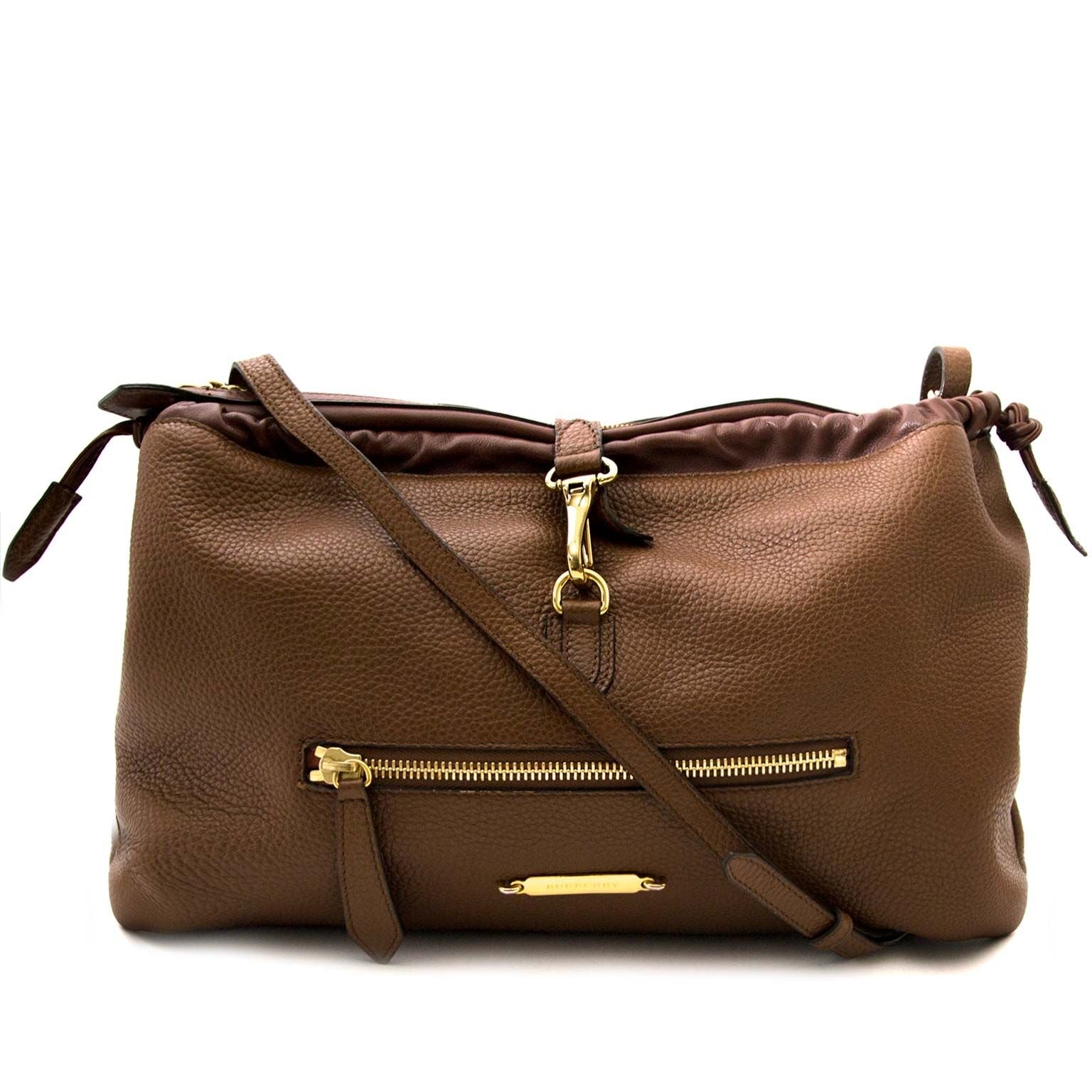koop Burberry Brown Long Crush Hobo Bag bij labellov en betaal veilig online