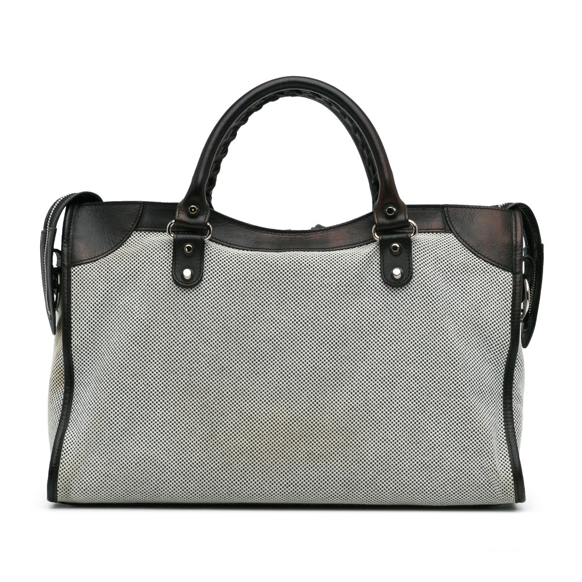 Balenciaga Black Perforated Twill Medium City Bag