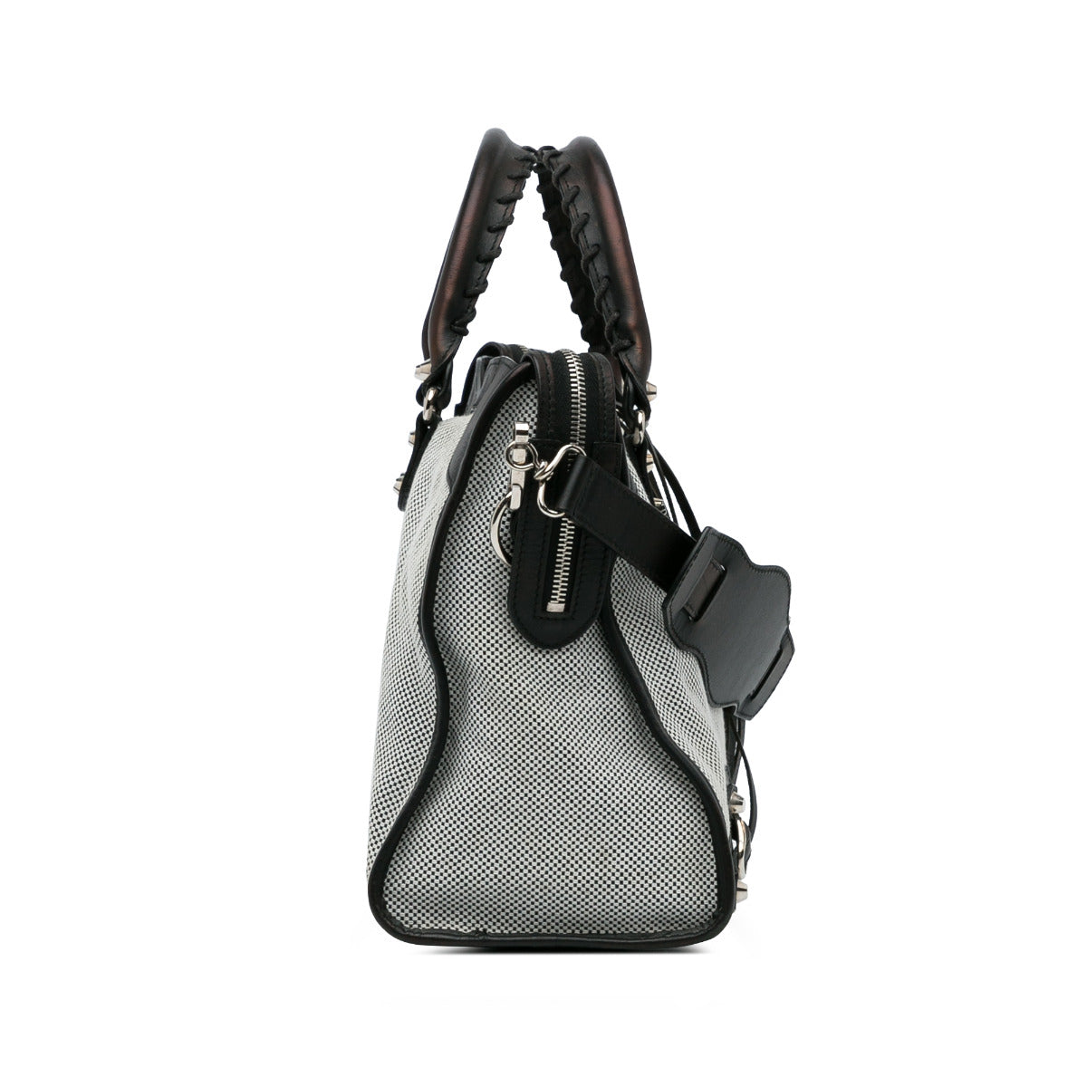 Balenciaga Black Perforated Twill Medium City Bag