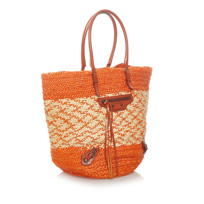 Balenciaga Orange Panier Raffia Tote Shoulder Bag aan de beste prijs bij Labellov tweedehands luxe in Antwerpen