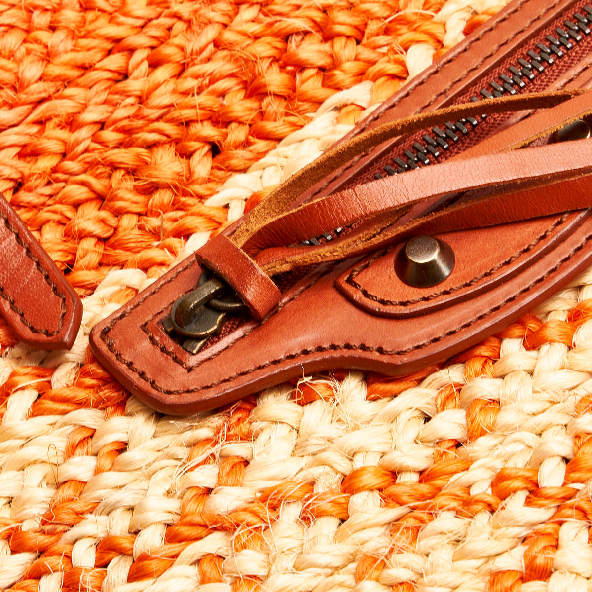 Balenciaga Orange Panier Raffia Tote Shoulder Bag