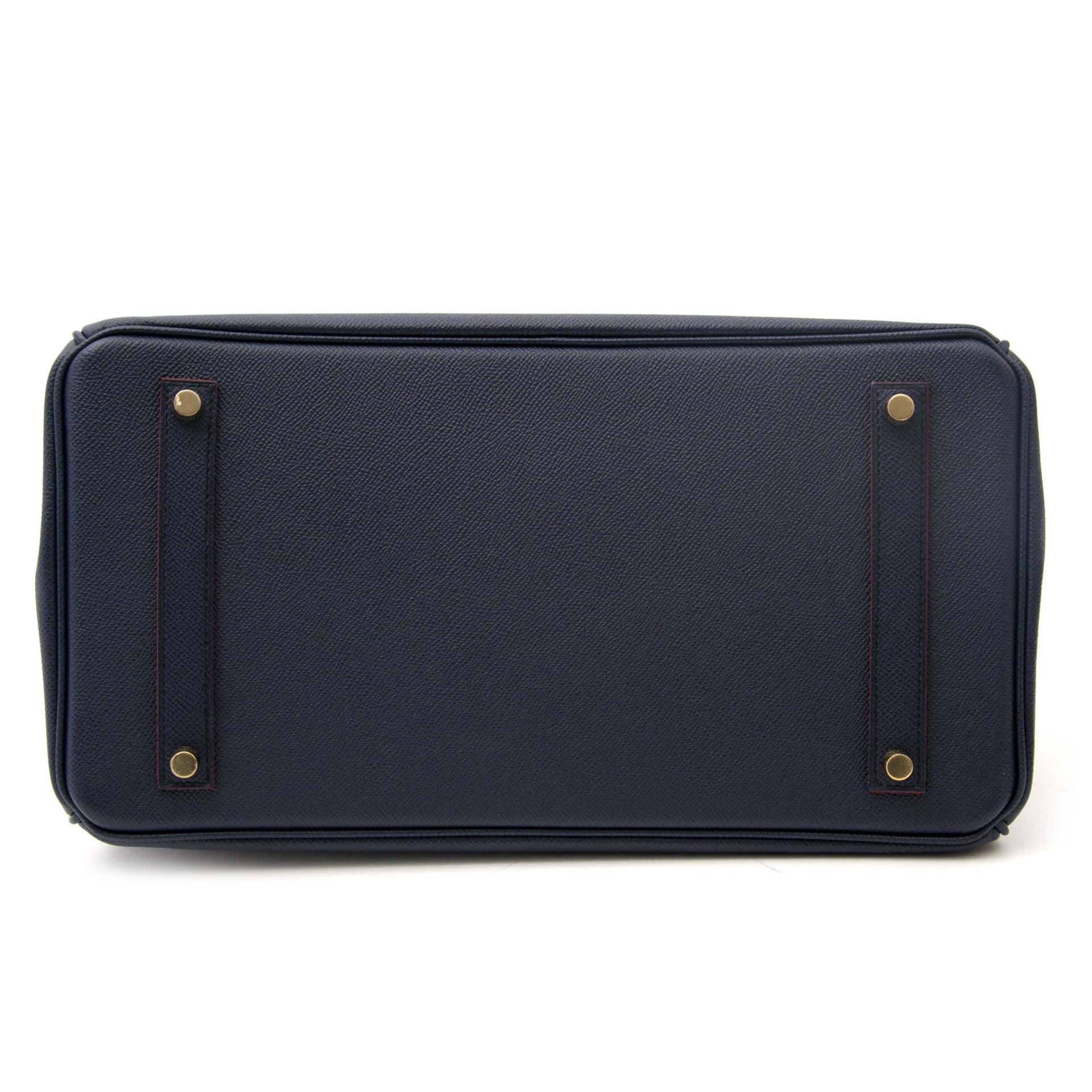 koop veilig online aan de beste prijs jou tweedehands Never Used Hermes Birkin Blue Indigo Contour Rouge H