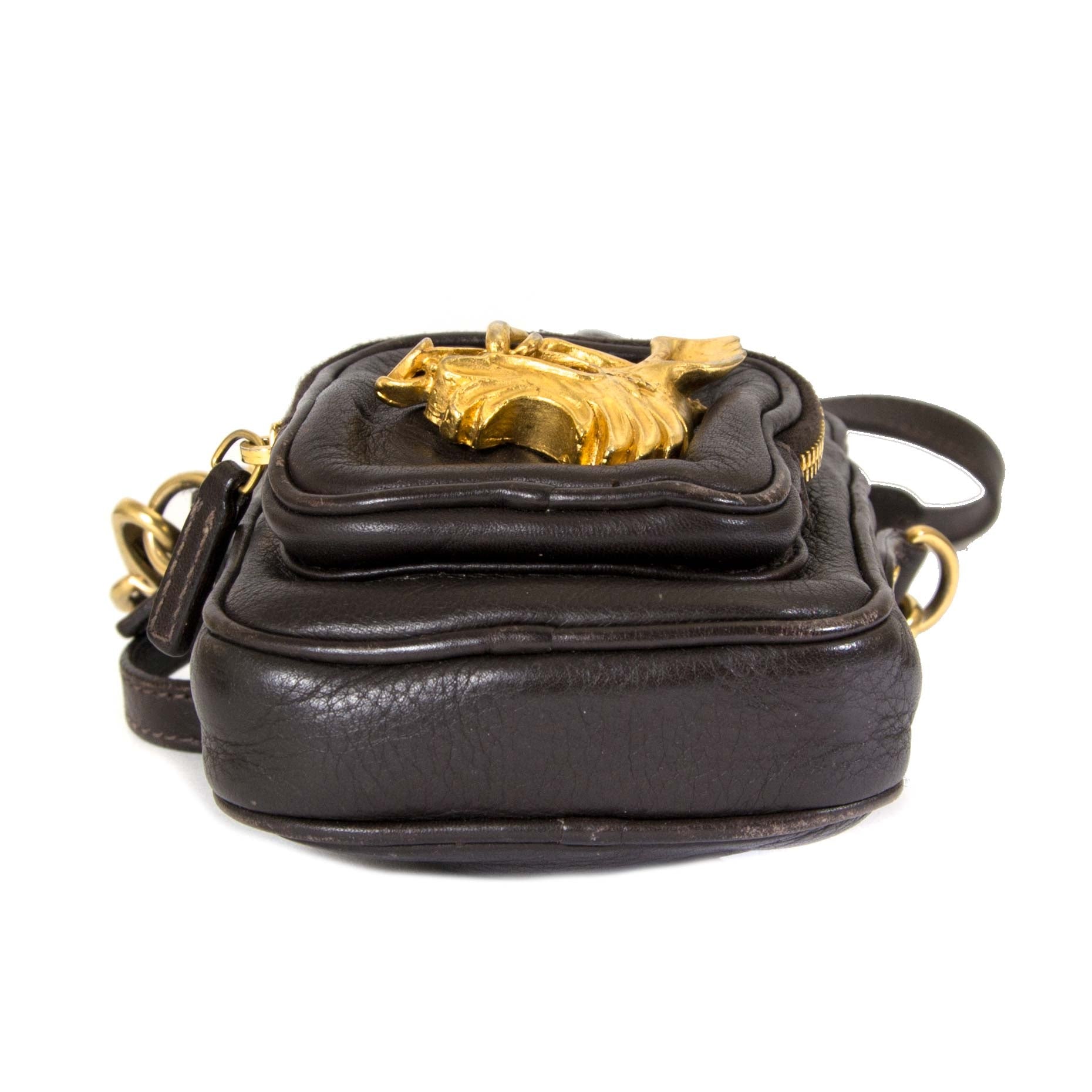 Miu Miu Dark Brown Mini Shoulder Bag now for sale at labellov vintage fashion webshop belgium