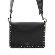 Are you looking for an authentix Valentino Garavani Rockstud Rolling Noir Leather Shoulder Bag?