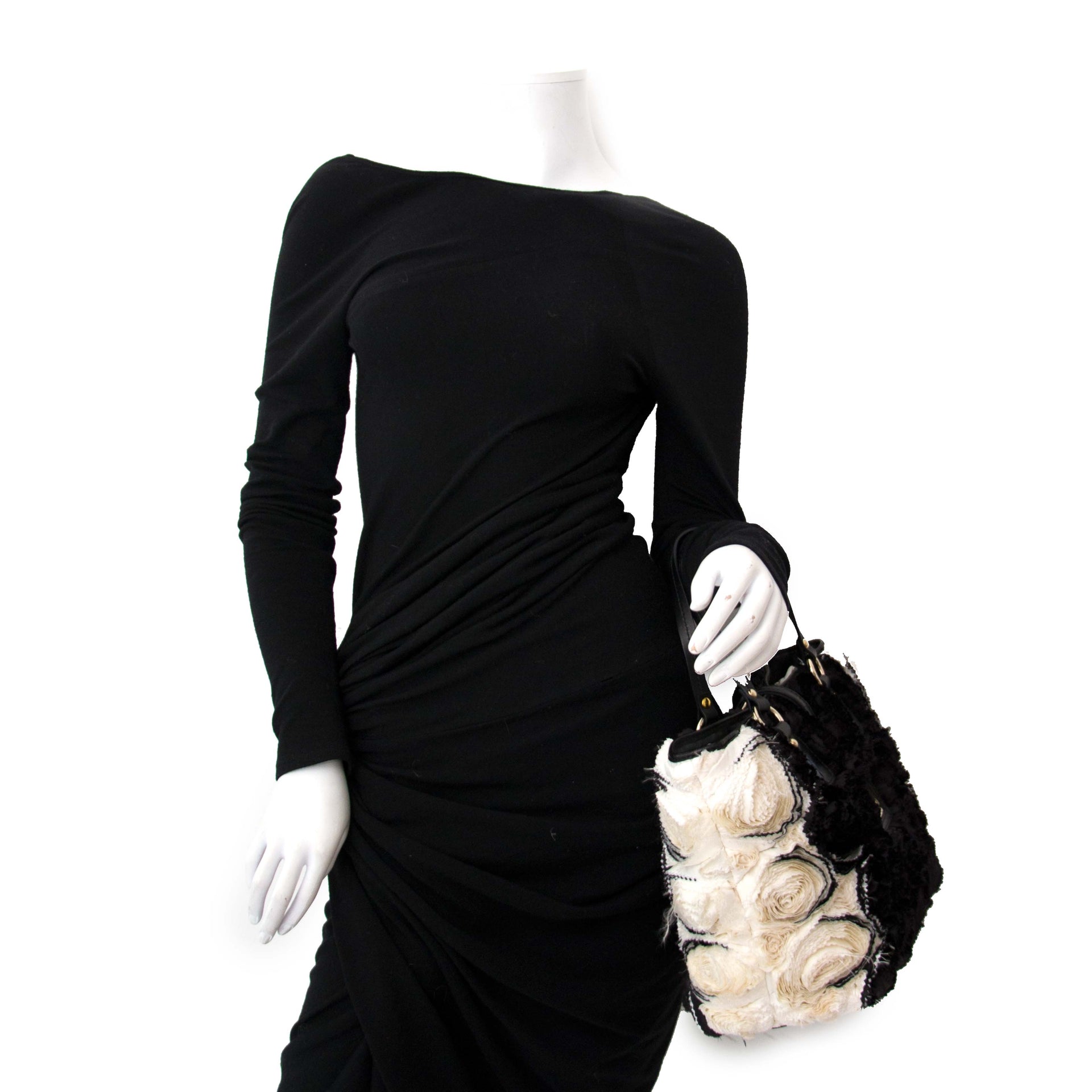 Valentino Rosette Black and White Shoulder Bag for sale online