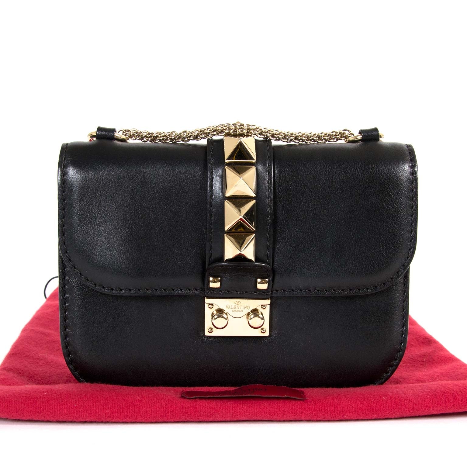 Valentino Small Lock Black Chain Bag