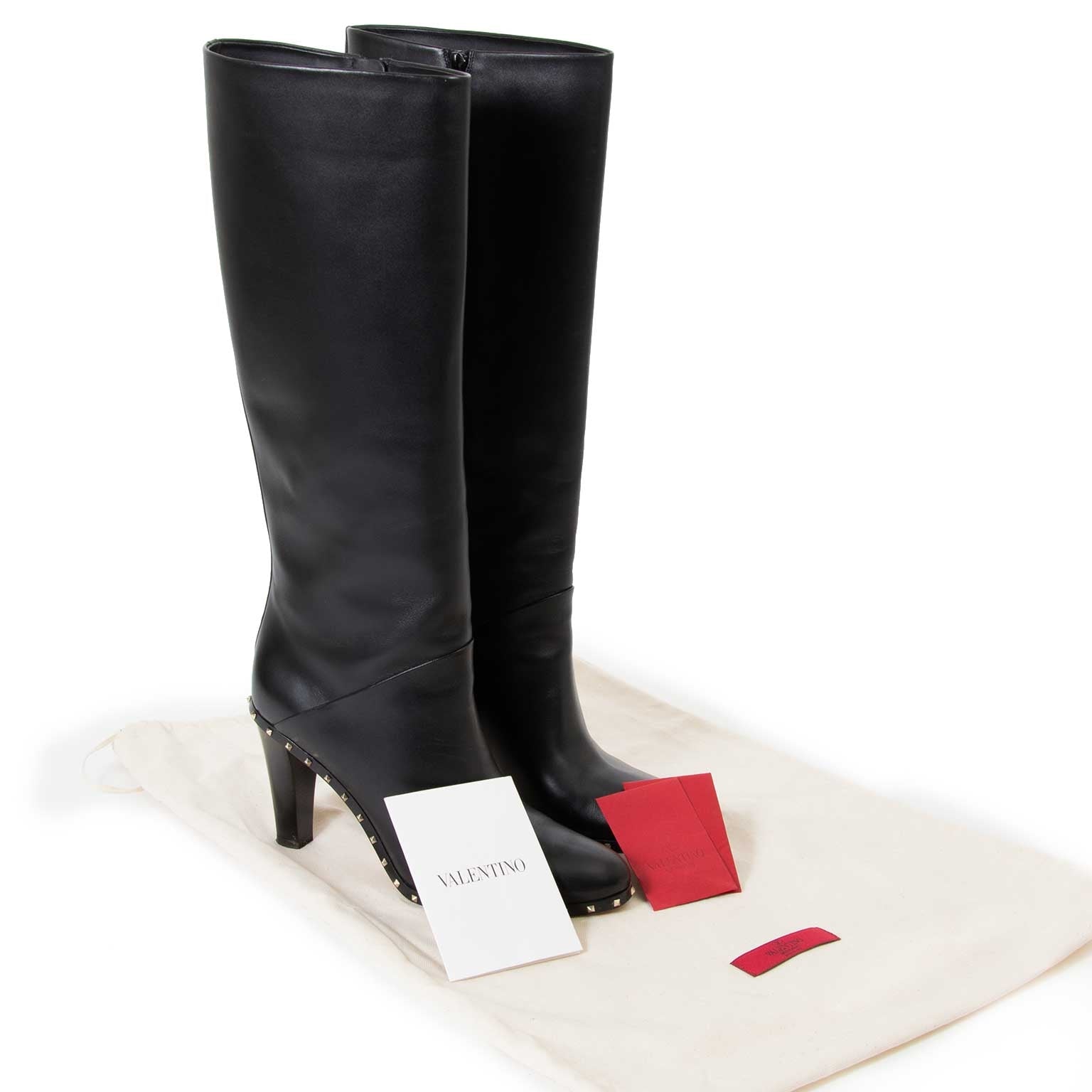 valentino black rockstud boots now for sale at labellov vintage fashion webshop belgium