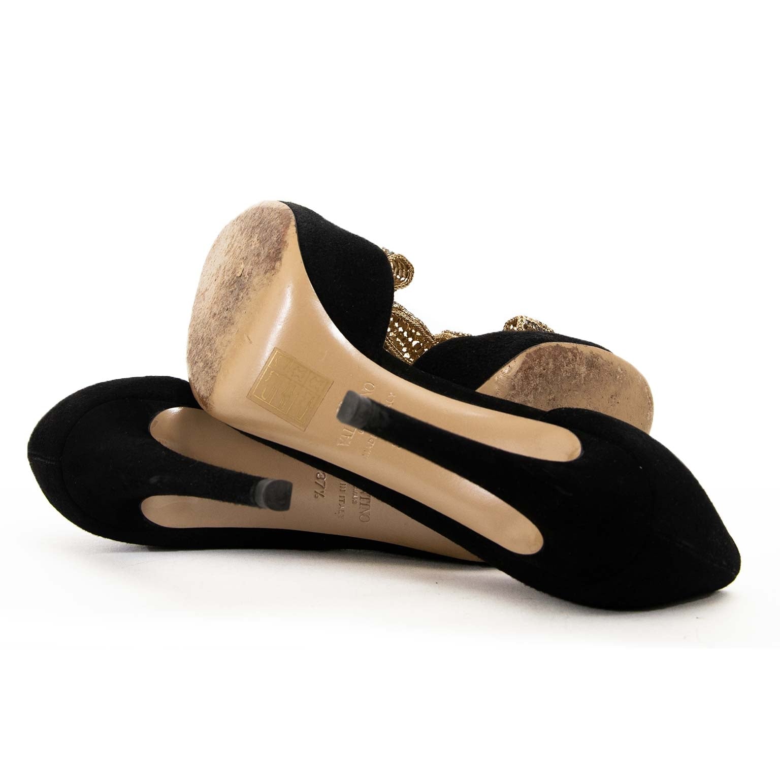valentino suede jeweled bow d'orsay pumps now for sale at labellov vintage fashion webshop belgium