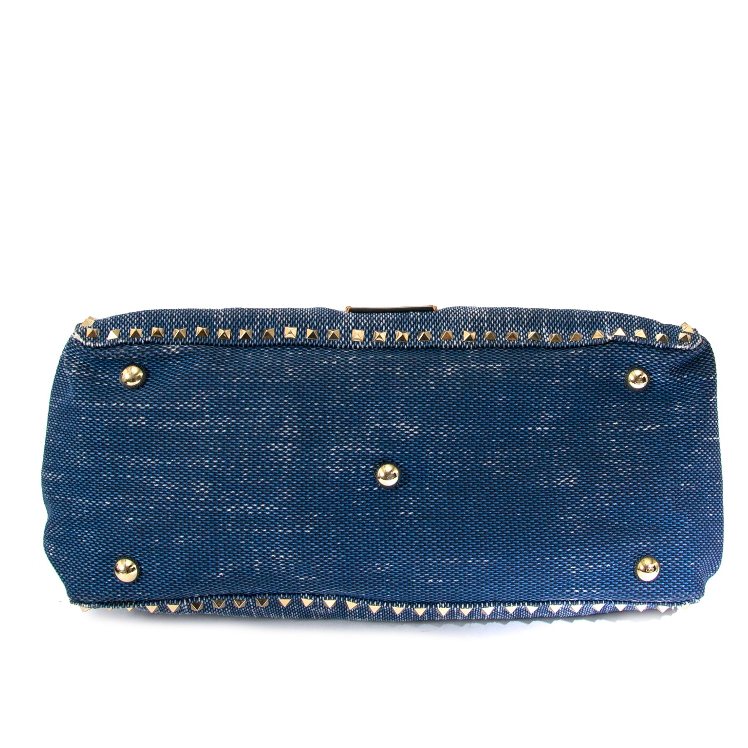 valentino blue denim rockstud tote now for sale at labellov vintage fashion webshop belgium