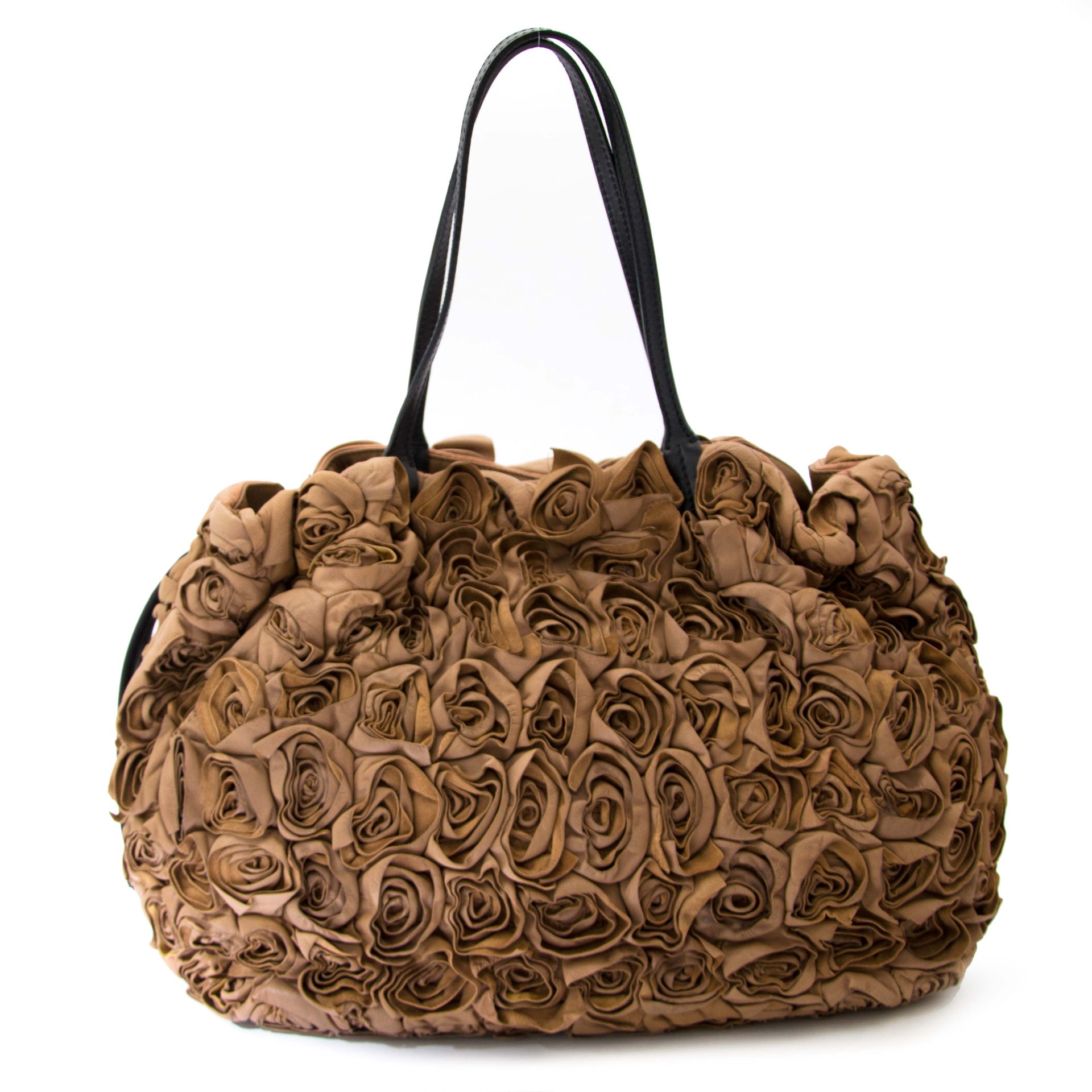 Are you looking for an authentic Valentino Taupe Leather Floral Rosette Bag ?