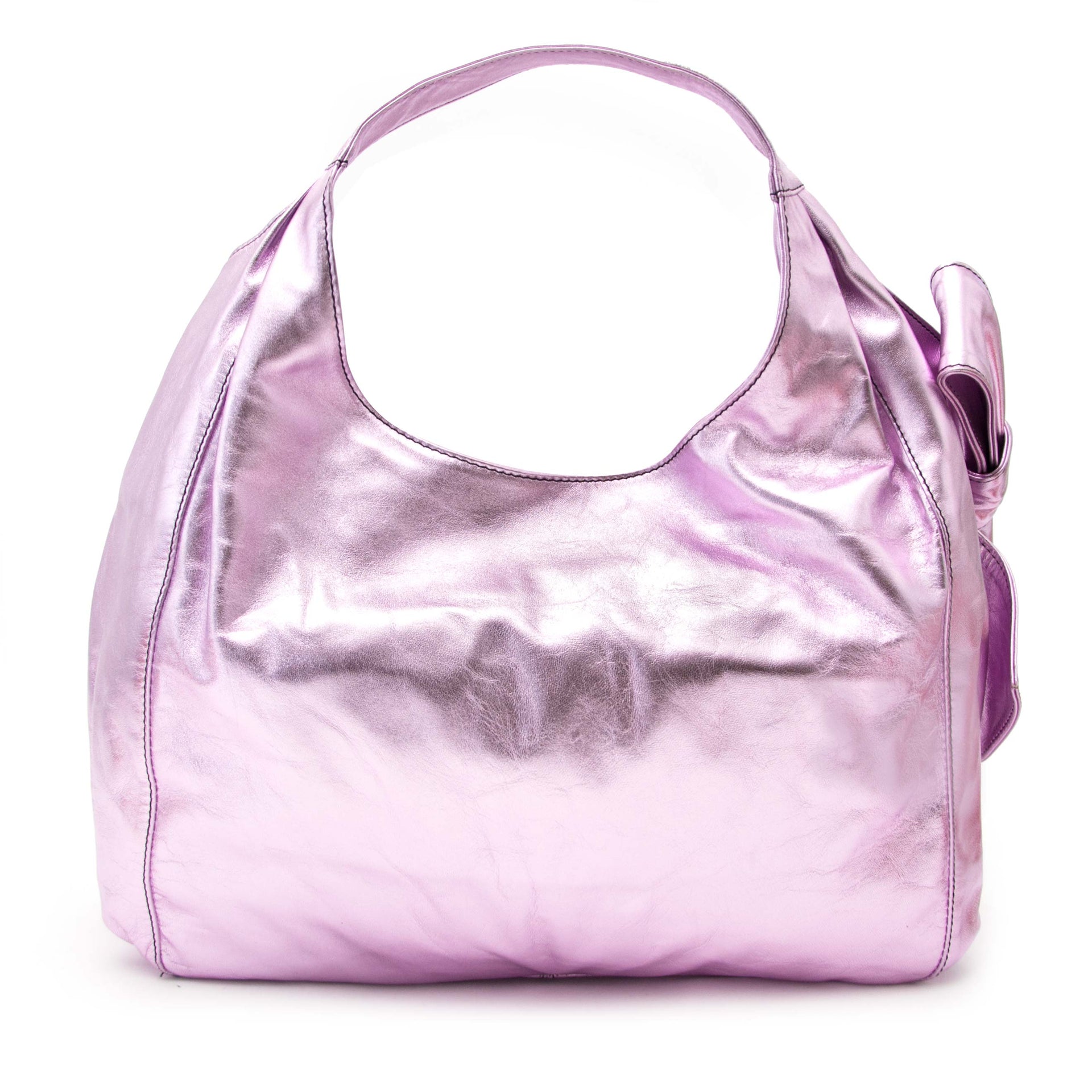 Buy your authentic Valentino Metallic Pink Nuage Bow Tote for the best price available online